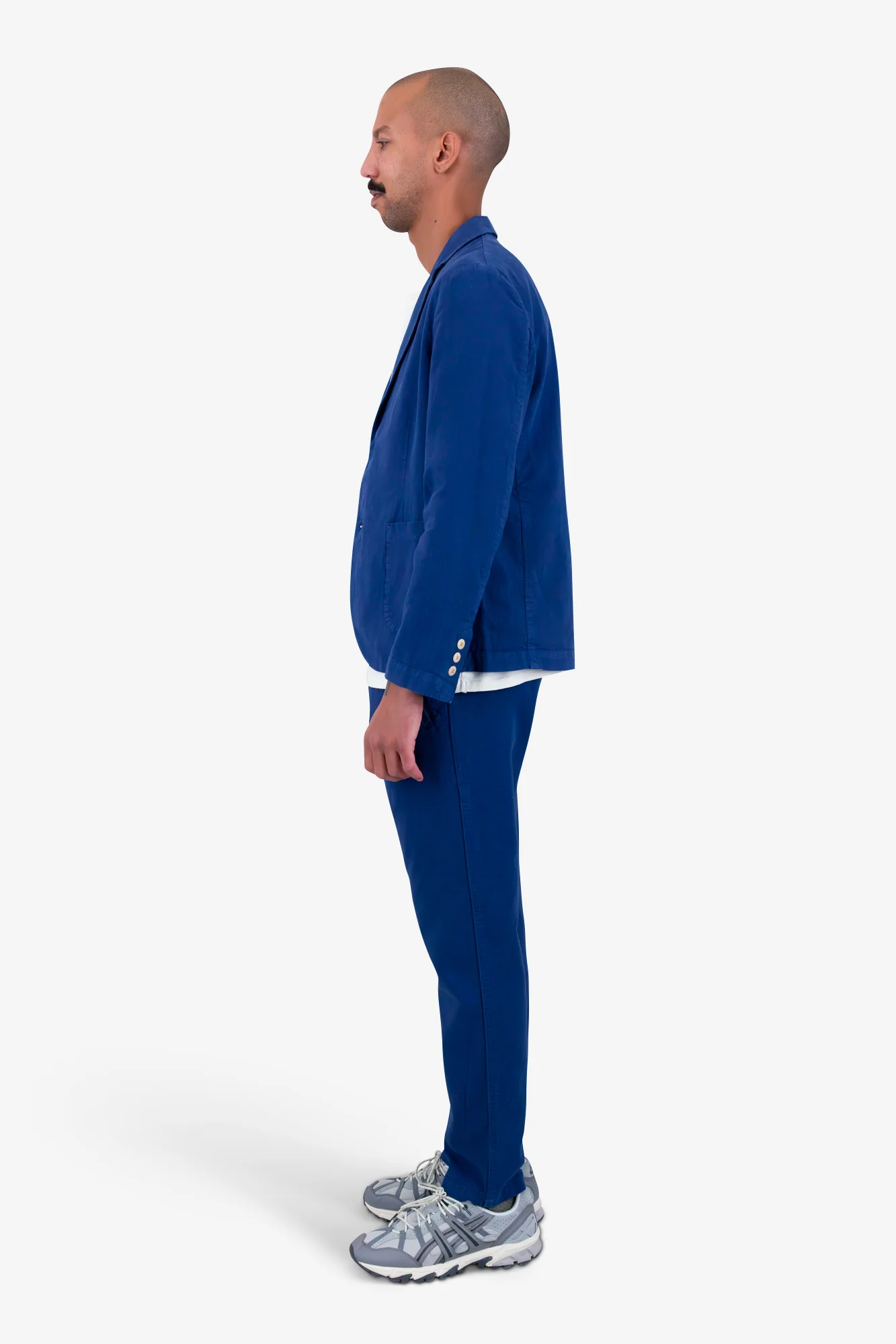 Cotton Linen Blazer - Deep Blue - Image 4