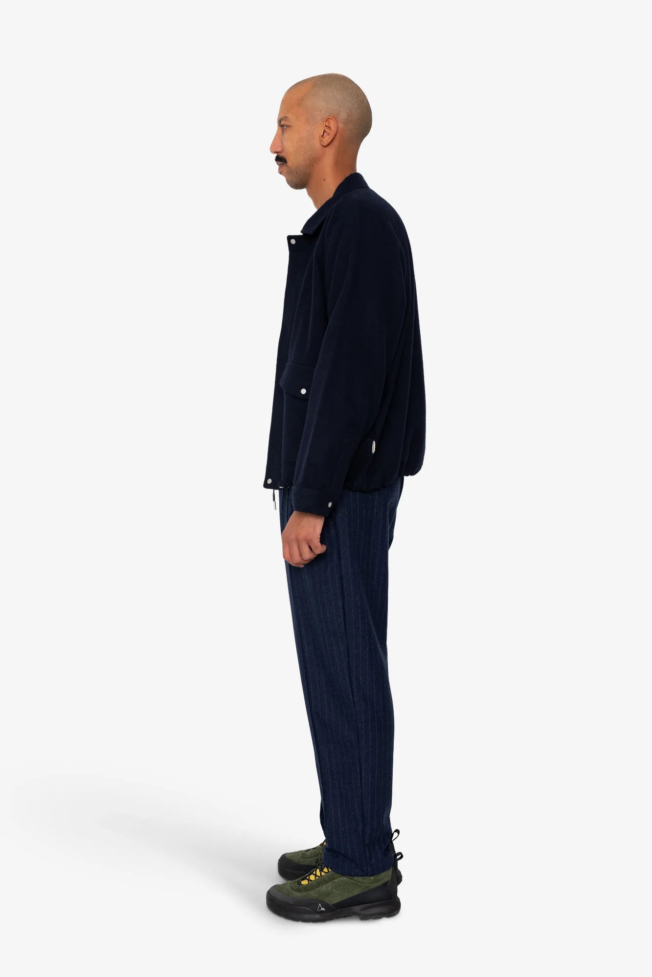 Cropped Winter Coat - Navy Brushed Wool - Image 4