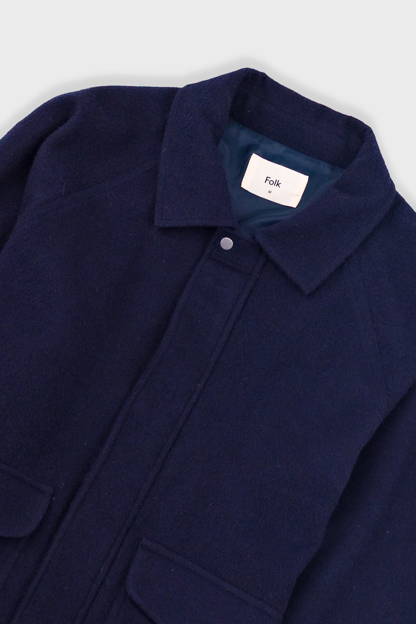Cropped Winter Coat - Navy Brushed Wool - Image 5