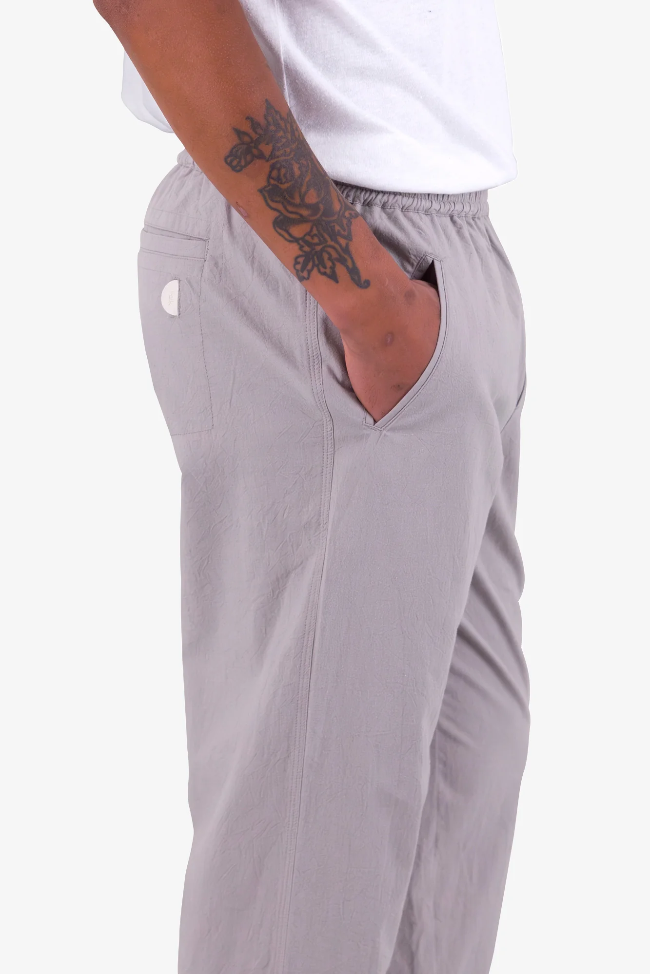 Drawcord Assembly Pant - Silver Grey Crinkle - Image 6