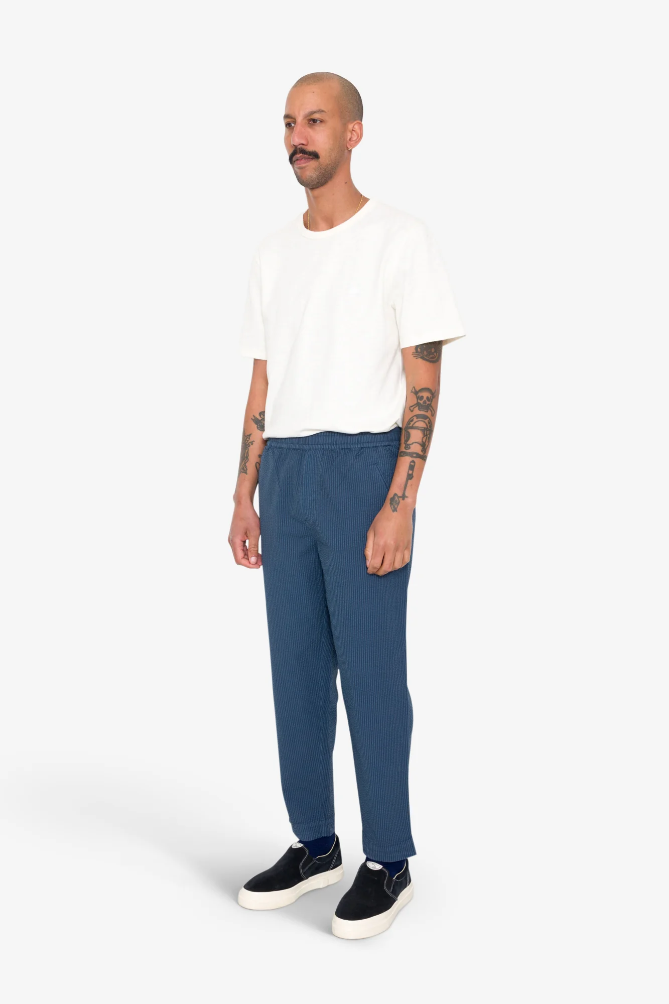 Drawcord Assembly Pant - Soft Indigo Overdyed Stripe - Image 3