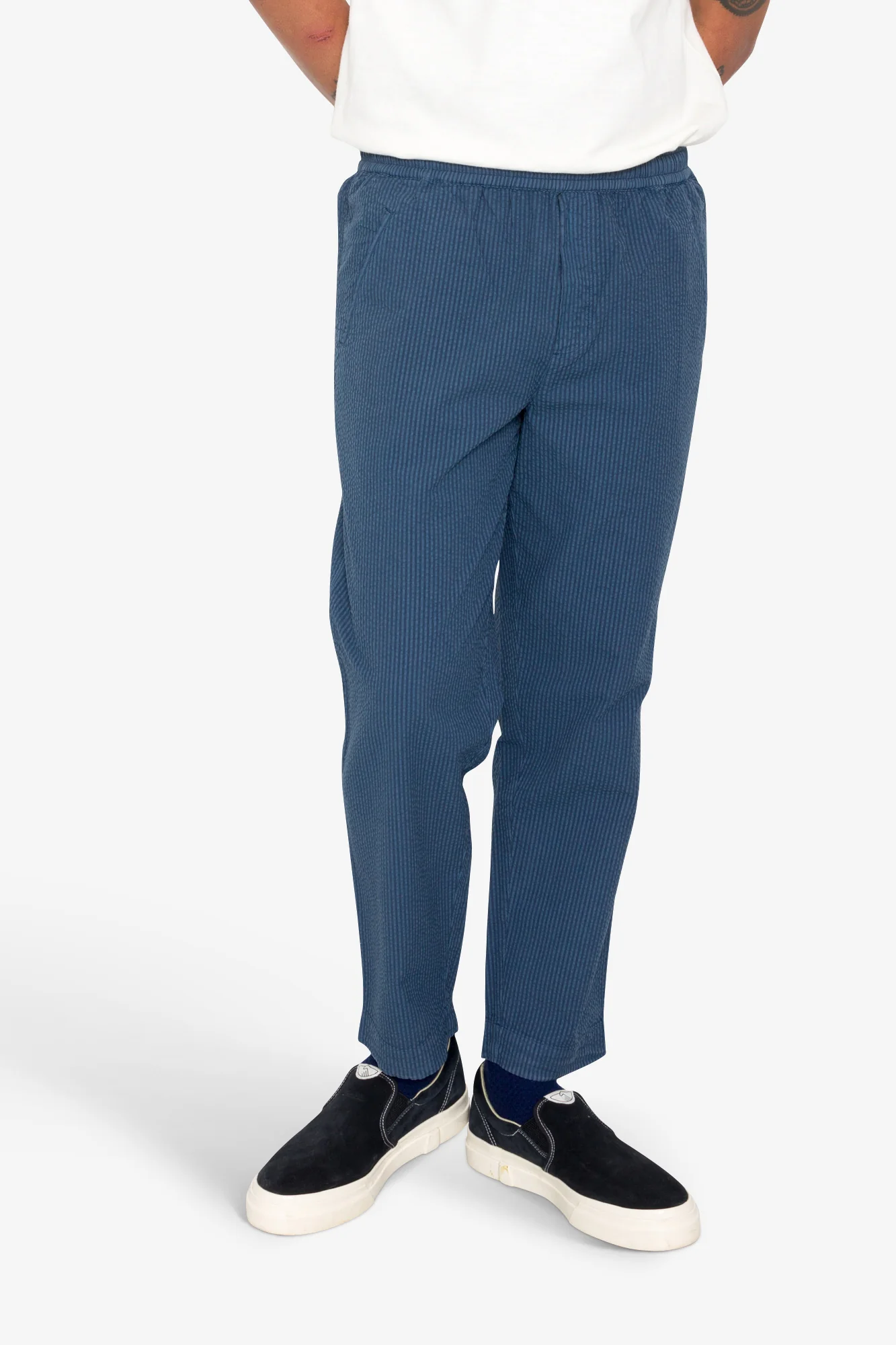 Drawcord Assembly Pant - Soft Indigo Overdyed Stripe - Image 8