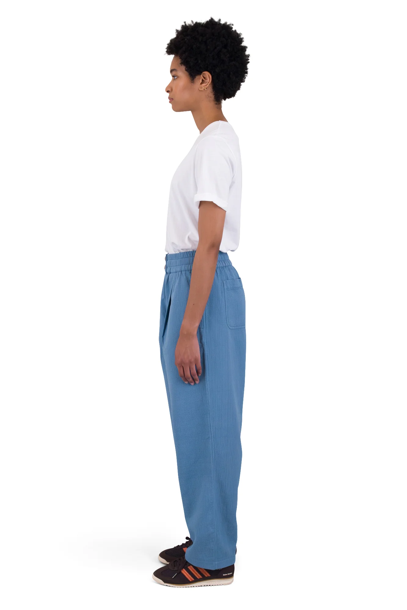 Drawcord Baggy Pants - Light Indigo Topstitch - Image 3