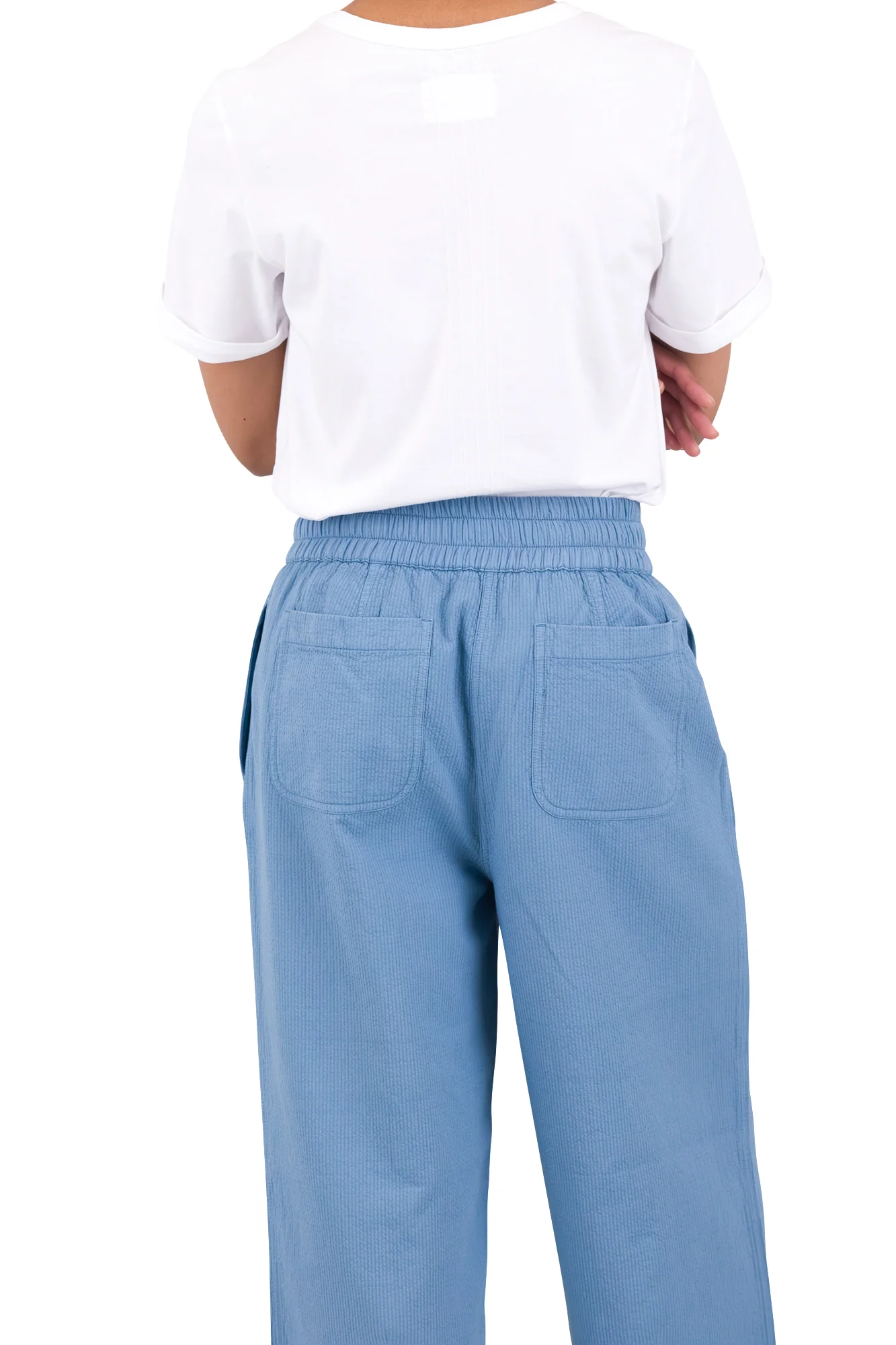 Drawcord Baggy Pants - Light Indigo Topstitch - Image 6