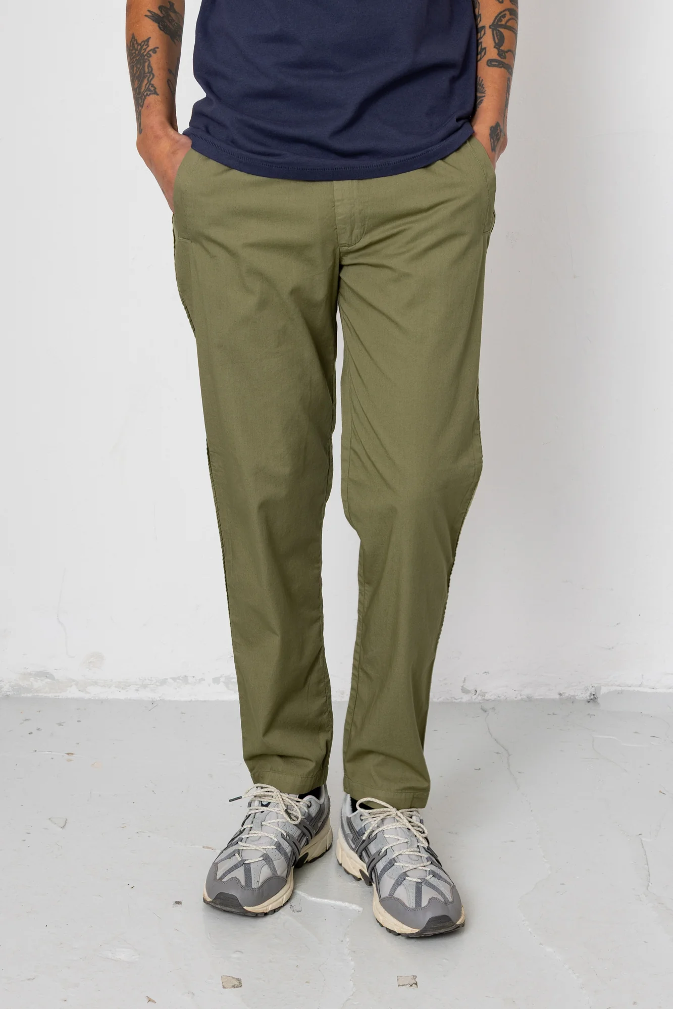 Drawcord Trousers - Olive - Image 3