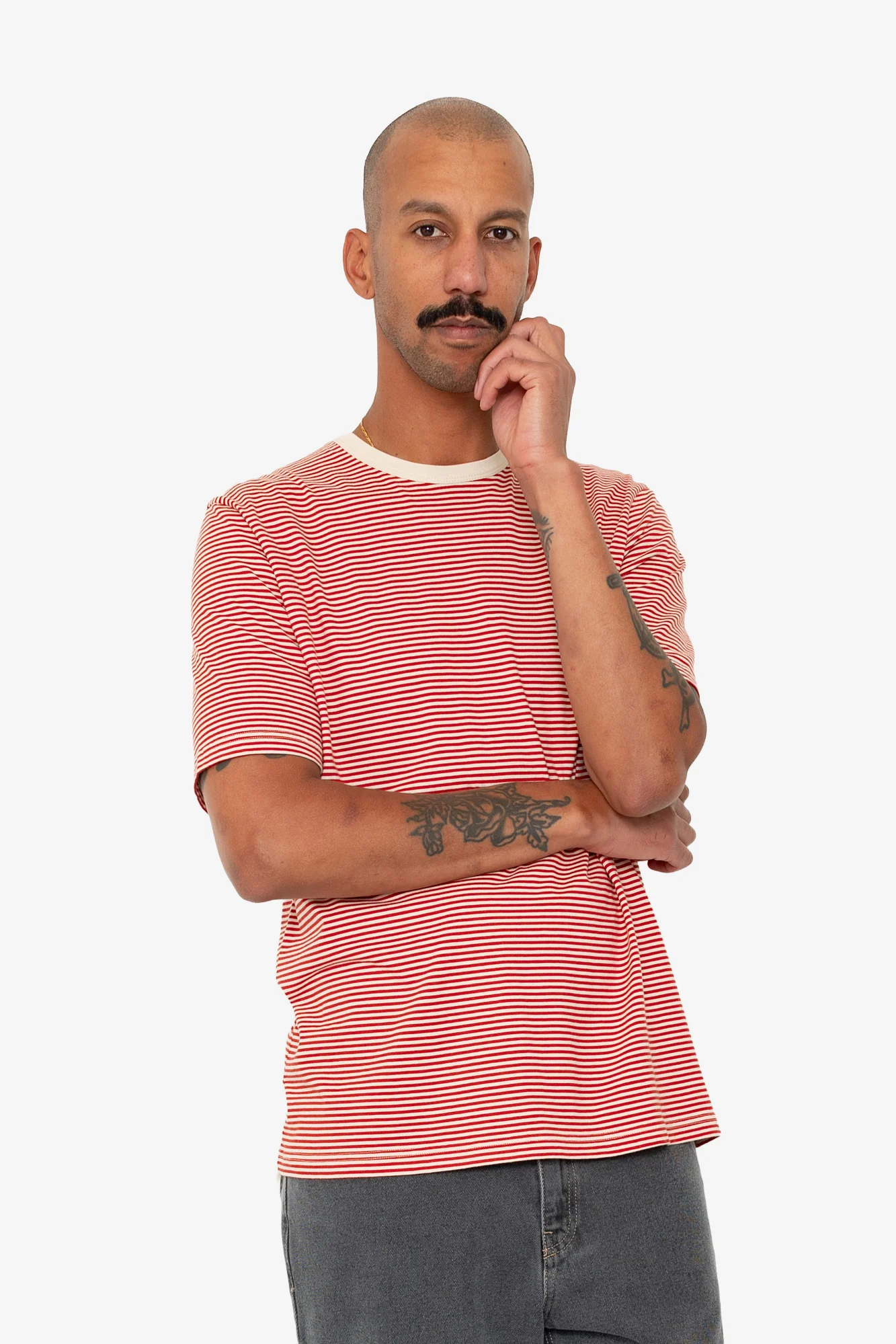 1x1 Striped T-Shirt - Crimson / Stone - Image 6