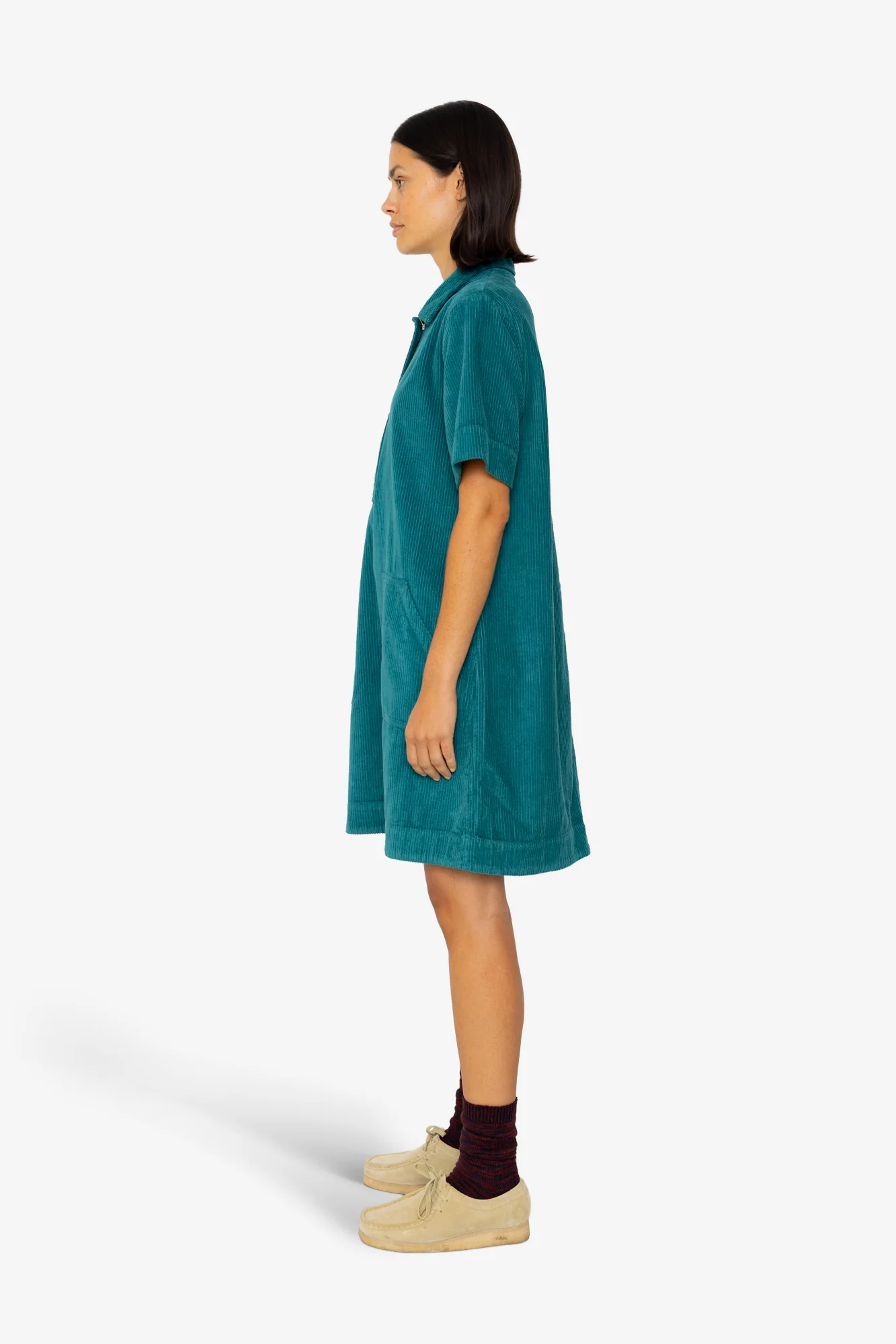 A-Line Zip Dress - Dark Teal - Image 4
