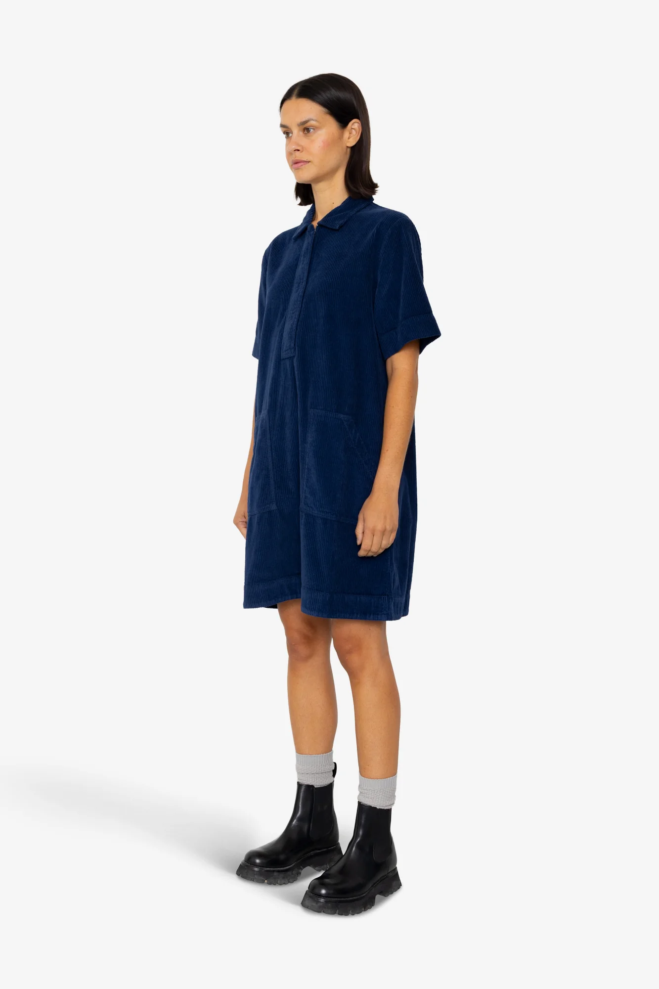 A-Line Zip Dress - Washed Ink - Image 3