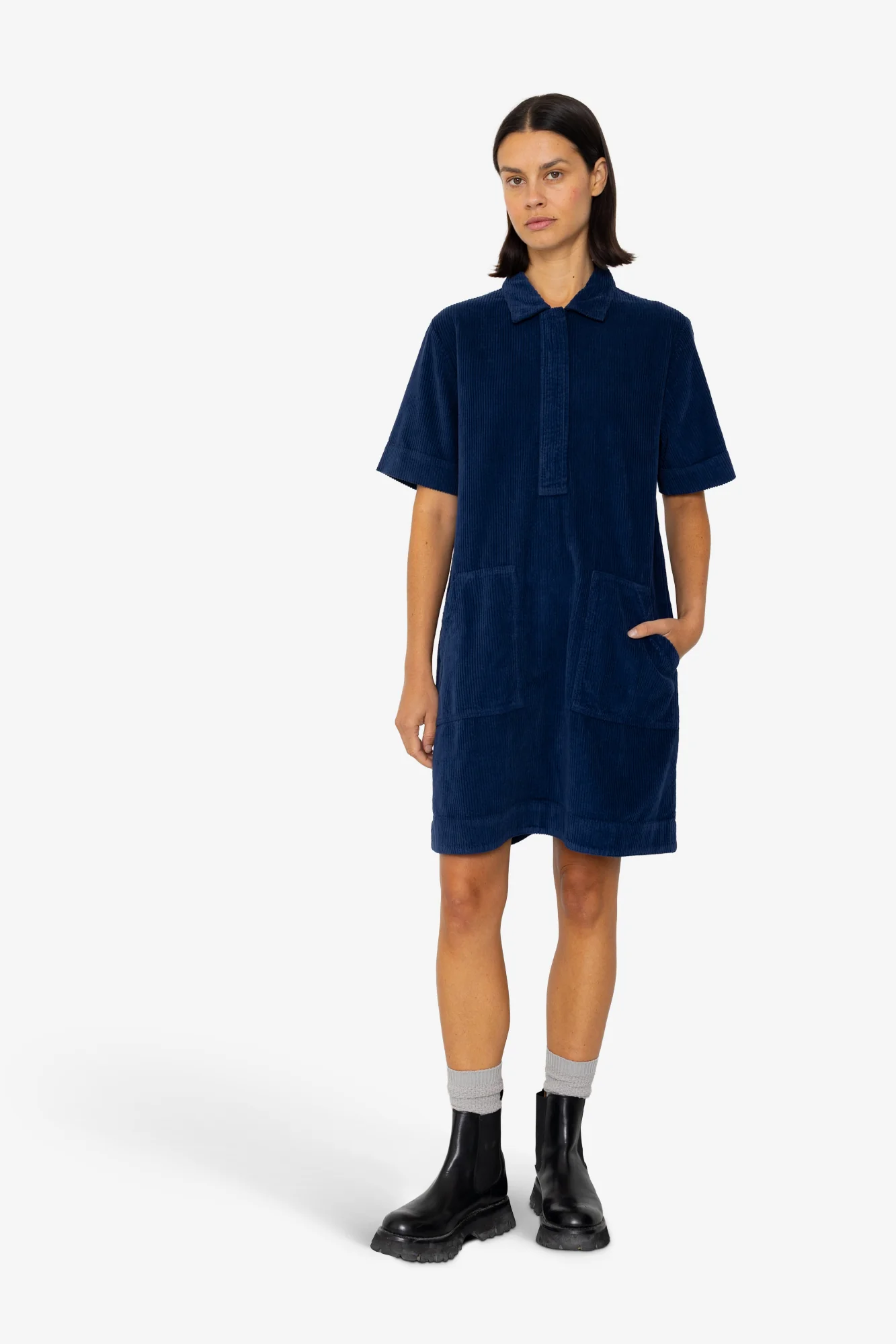A-Line Zip Dress - Washed Ink - Image 6