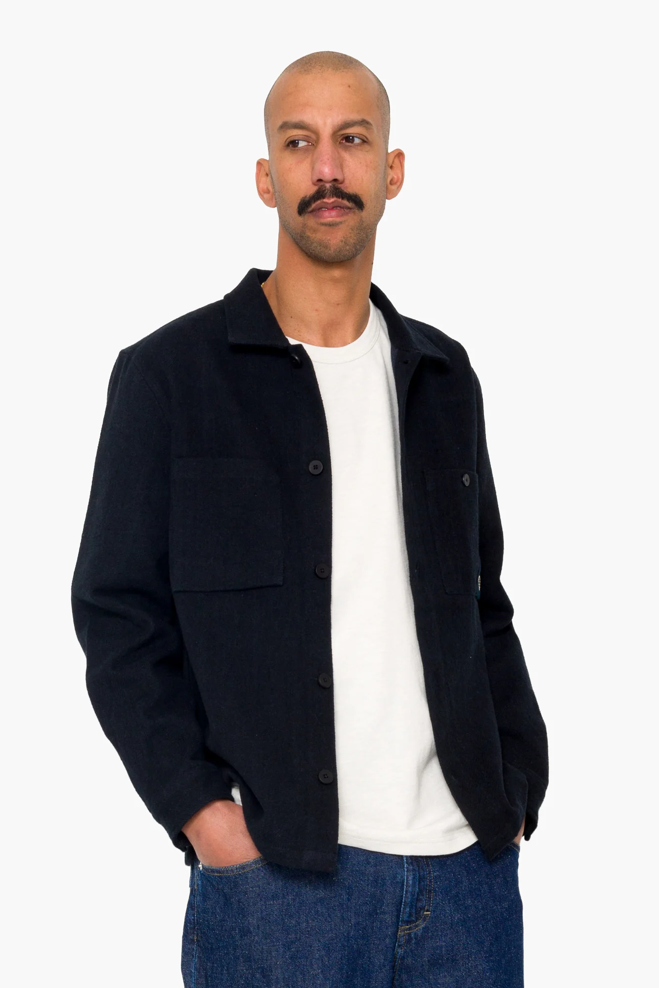 Anniversary Patch Overshirt - Ash Navy Brushed Twill - Image 7