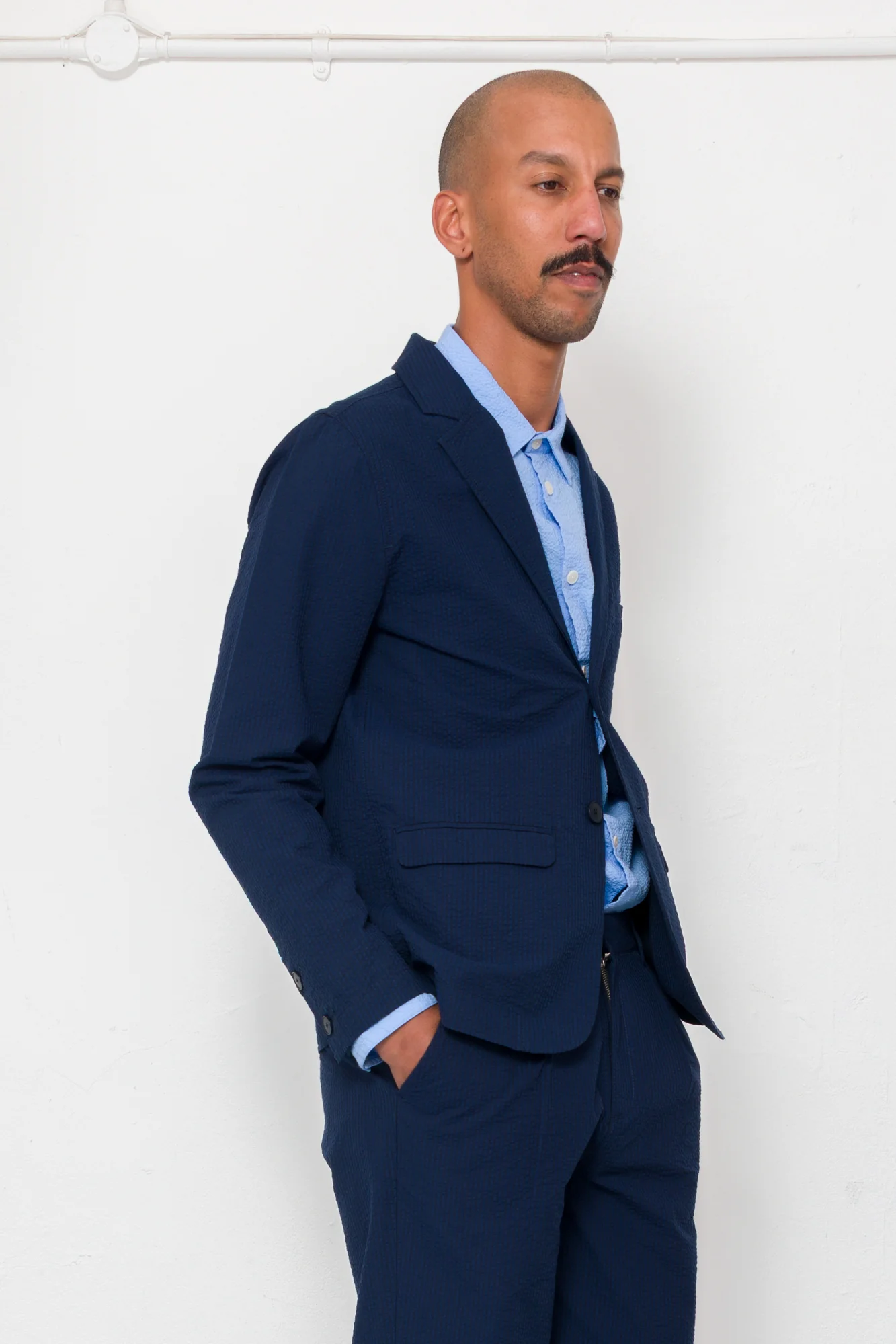 Assembly Blazer - Navy Crinkle Stripe - Image 6