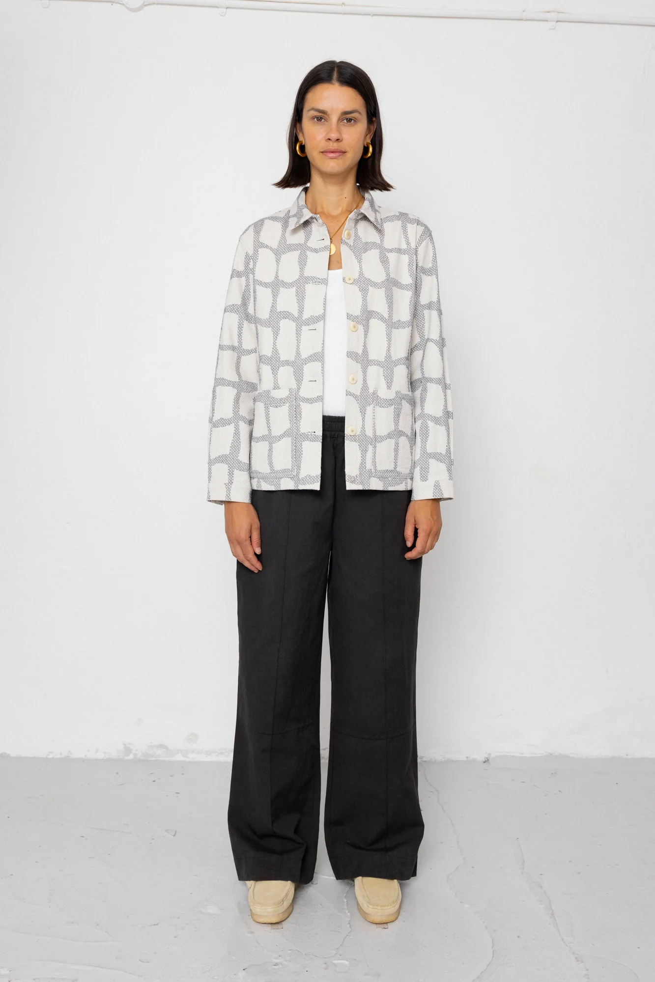 Assembly Jacket - Irregular Block Jacquard Ecru - Image 3