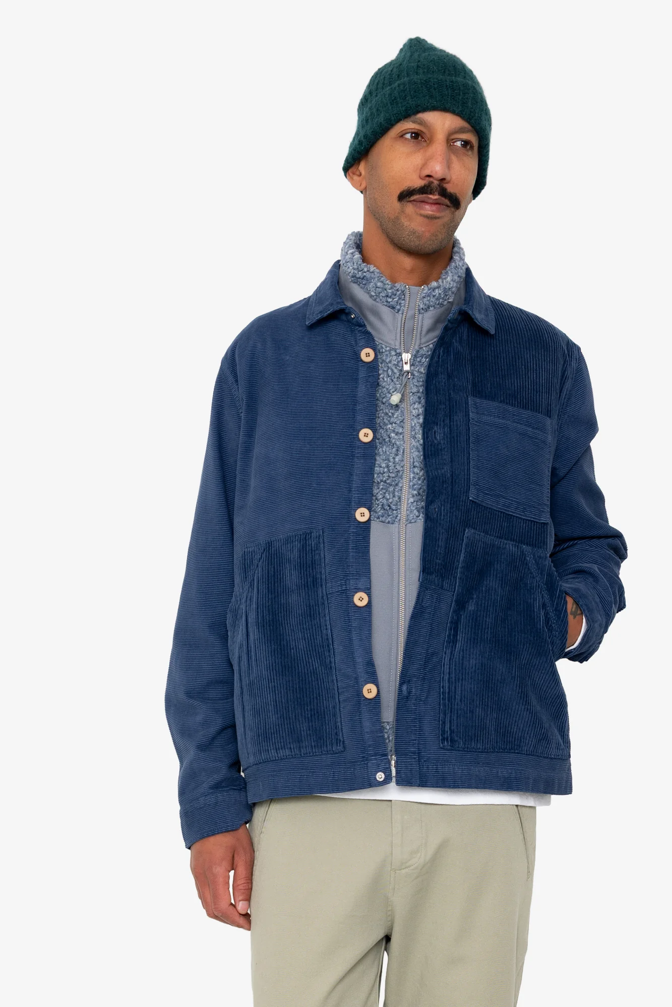 Assembly Worker Jacket - Soft Blue Cord Mix - Image 7