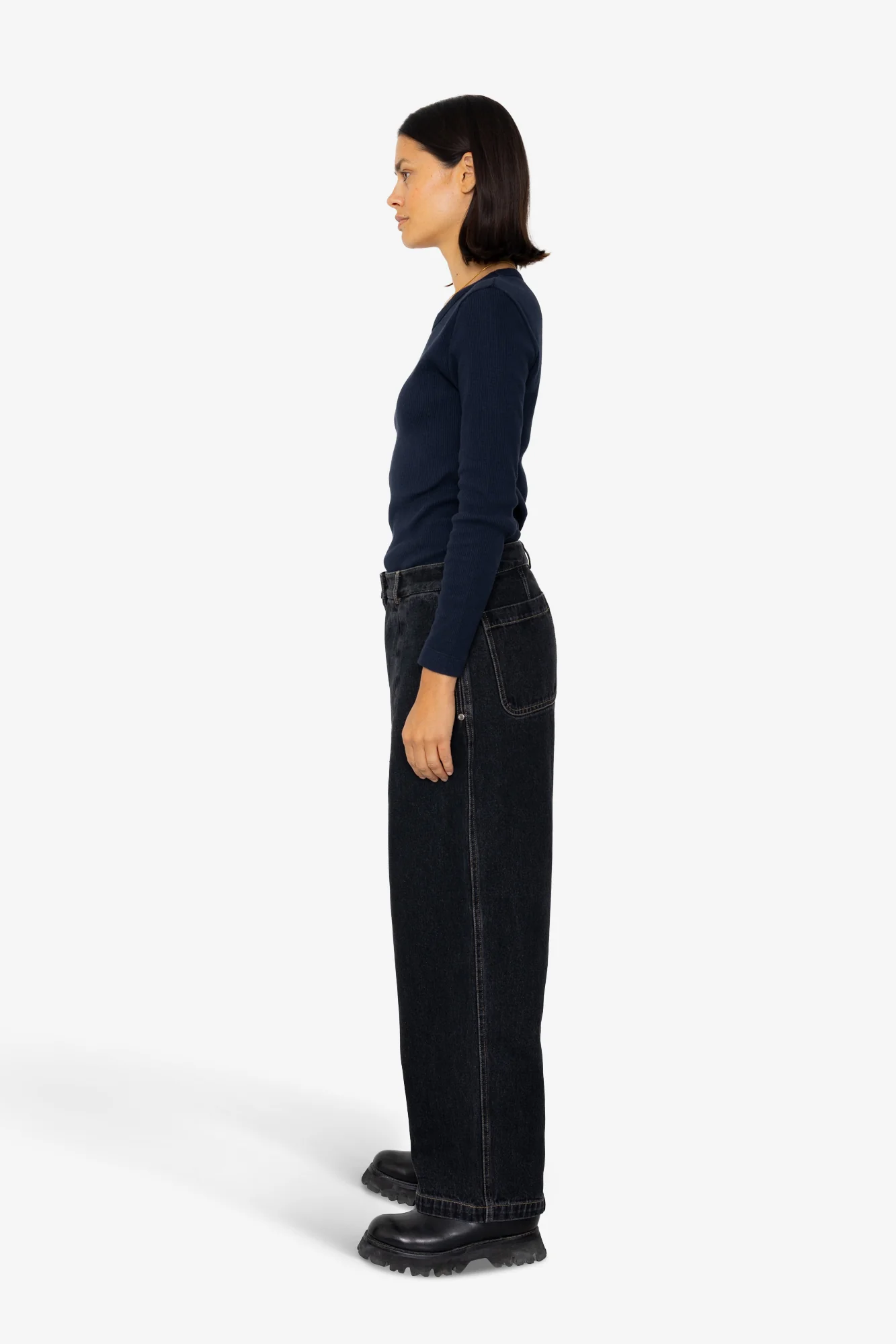 Baggy Trousers - Washed Black Denim - Image 4