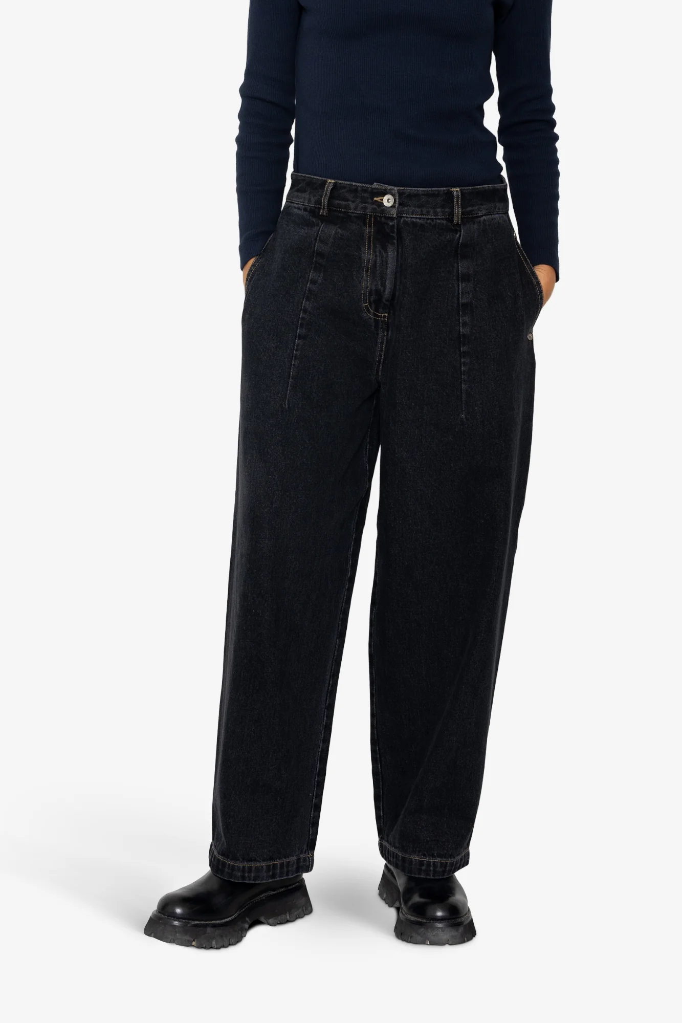 Baggy Trousers - Washed Black Denim - Image 7
