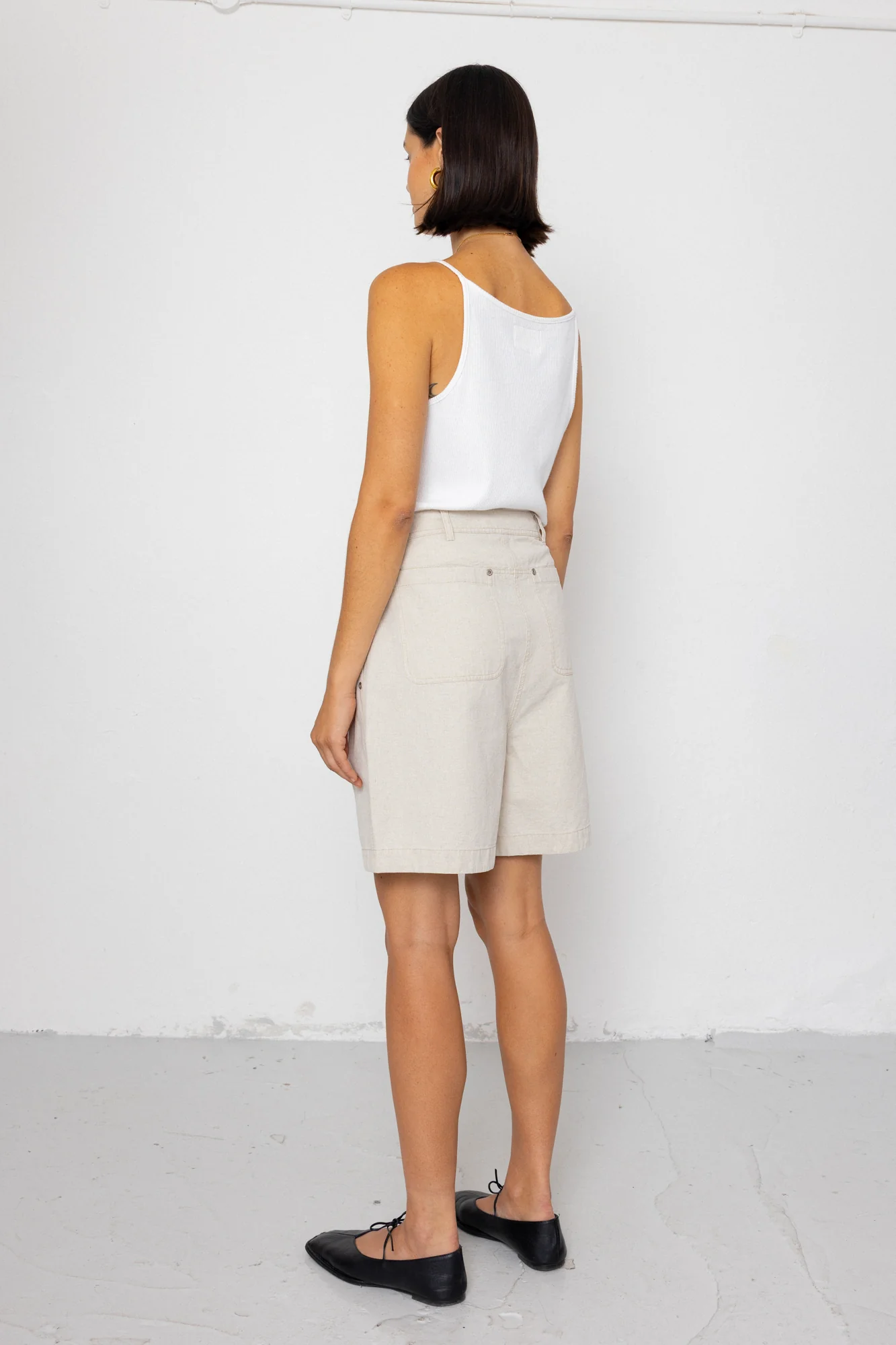 Boyfriend Shorts - Natural Linen Cotton Canvas - Image 5