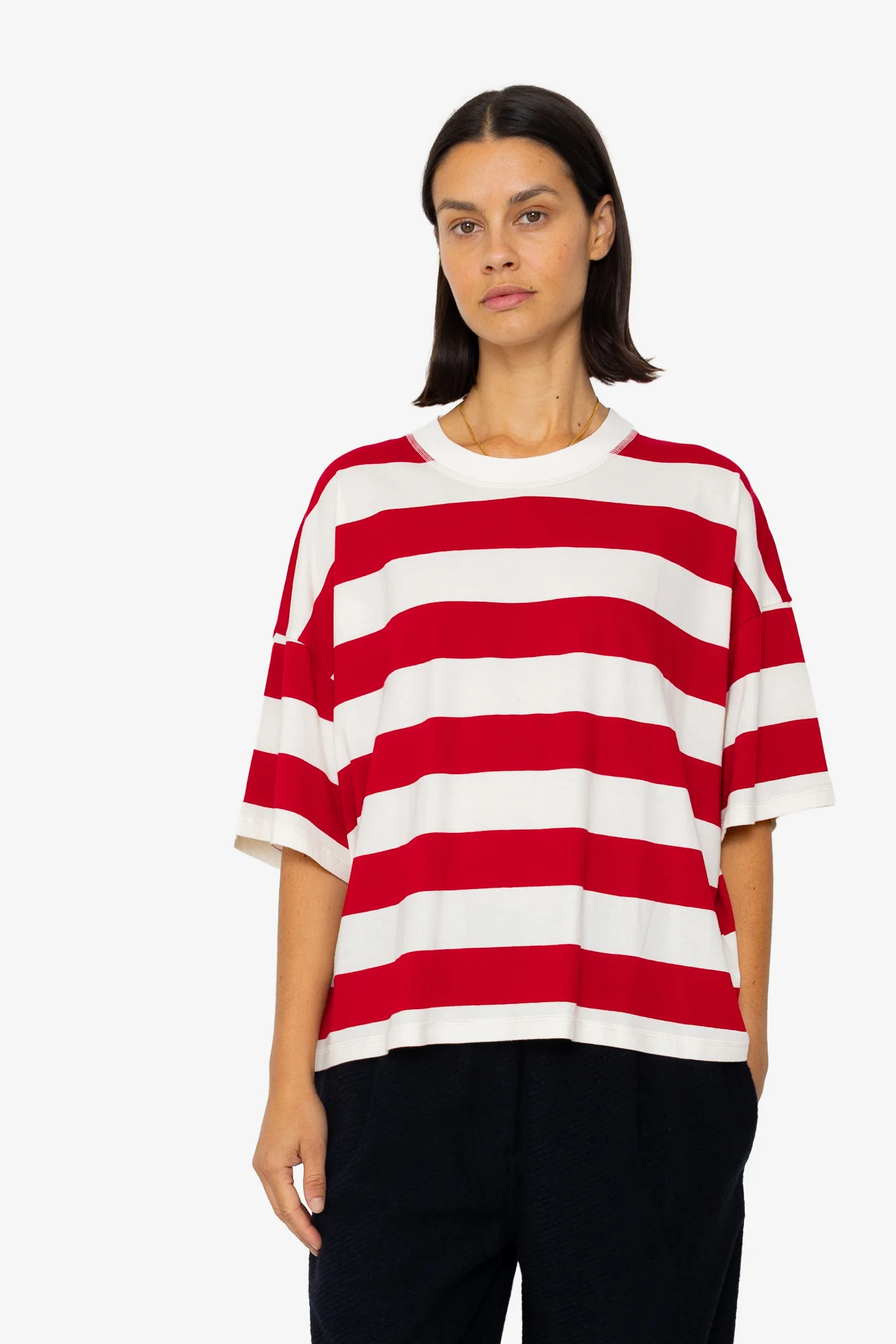 Boyfriend T-Shirt - Carnation Stripe - Image 6