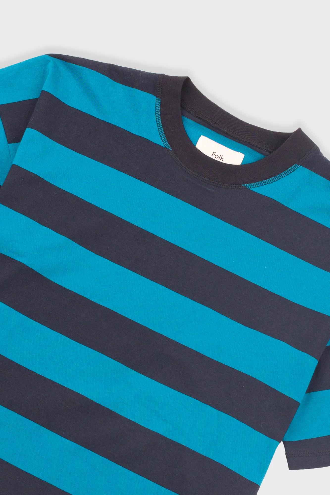 Boyfriend T-Shirt - Navy Teal Stripe - Image 5