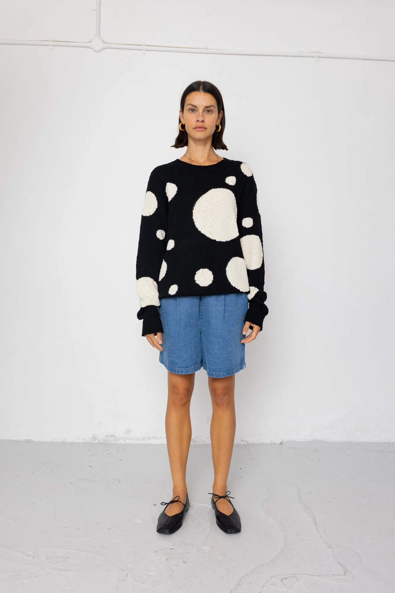 Chain Crew Jumper - Black / White Dot - Image 3