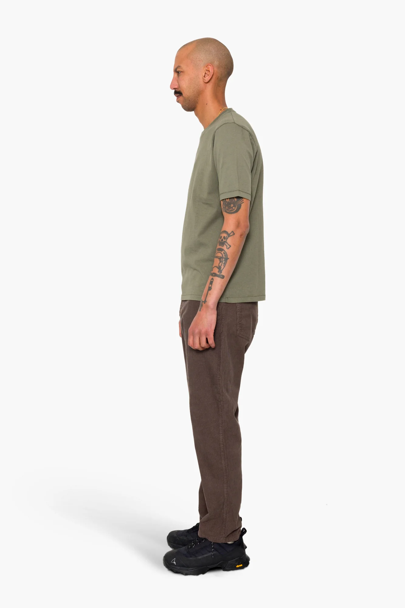 Contrast Sleeve T-Shirt - Olive - Image 4