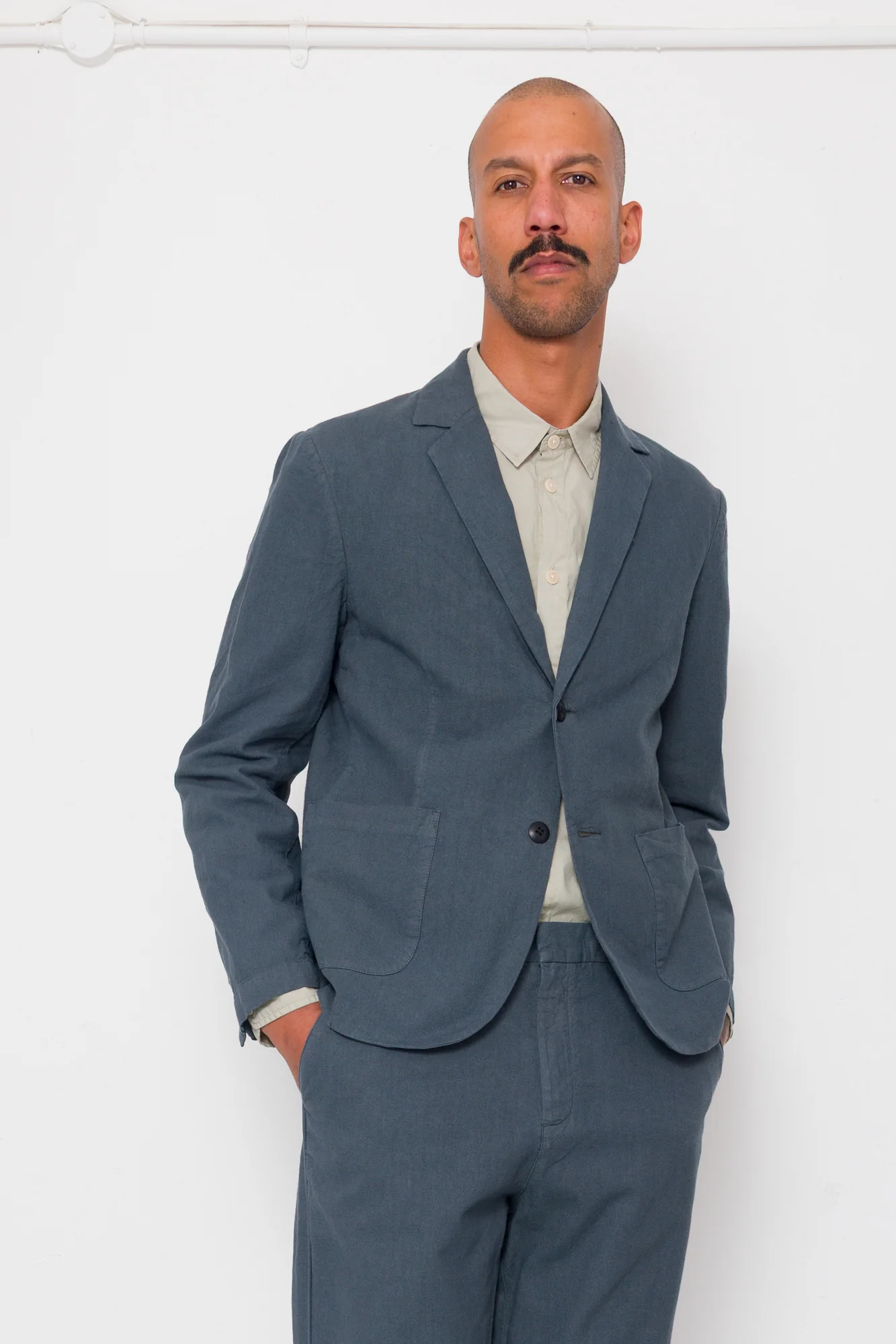 Cotton Linen Blazer - Charcoal - Image 3