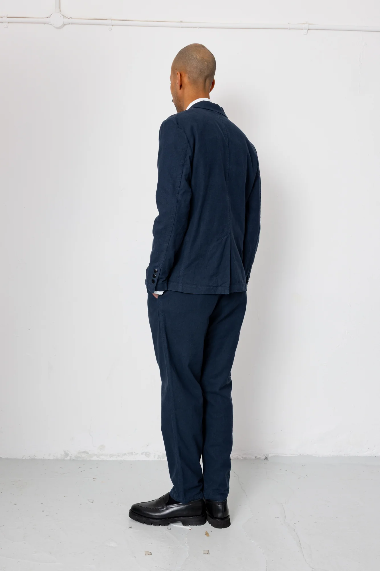 Cotton Linen Blazer - Dark Navy - Image 9