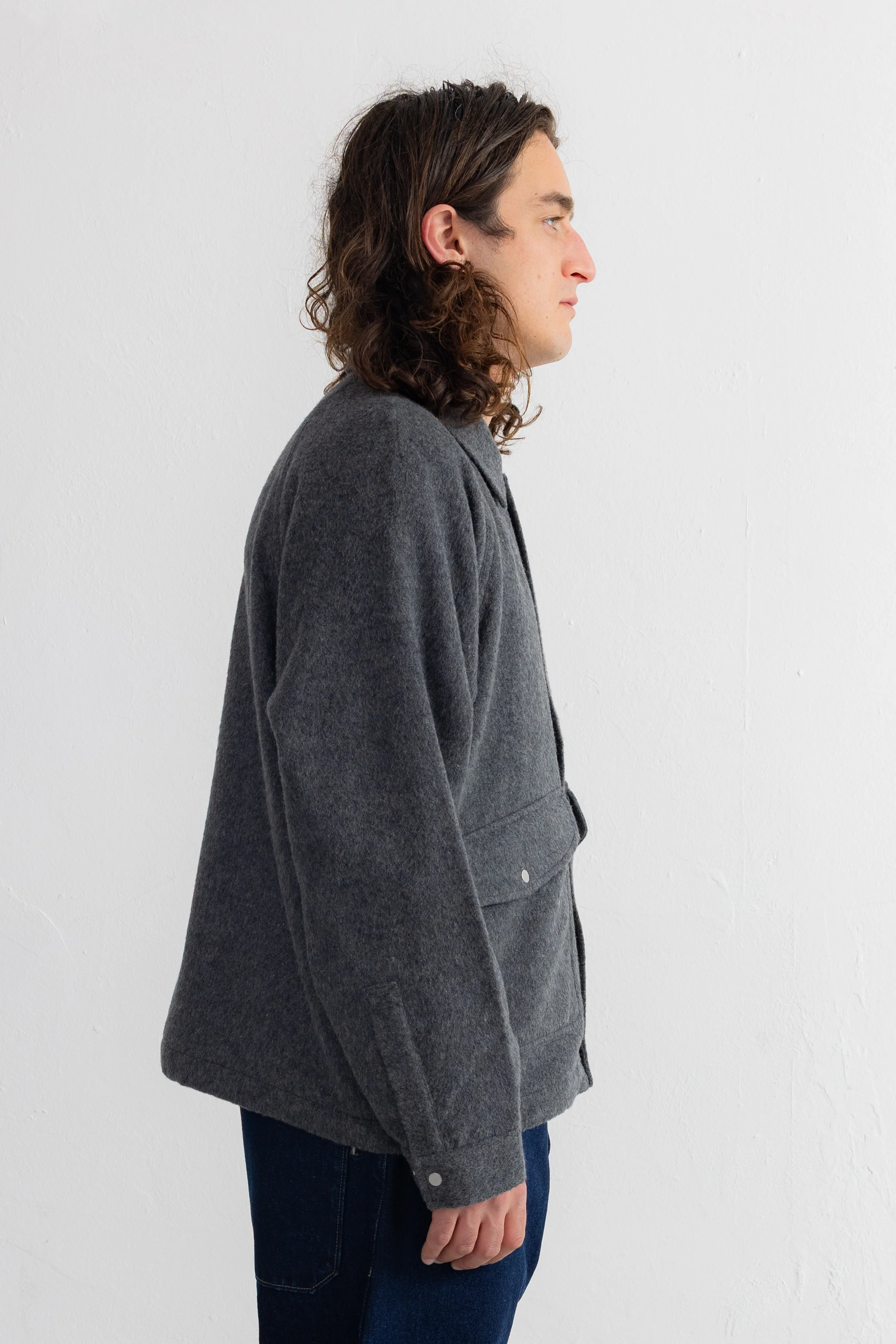 Cropped Winter Coat - Charcoal Wool - Image 3