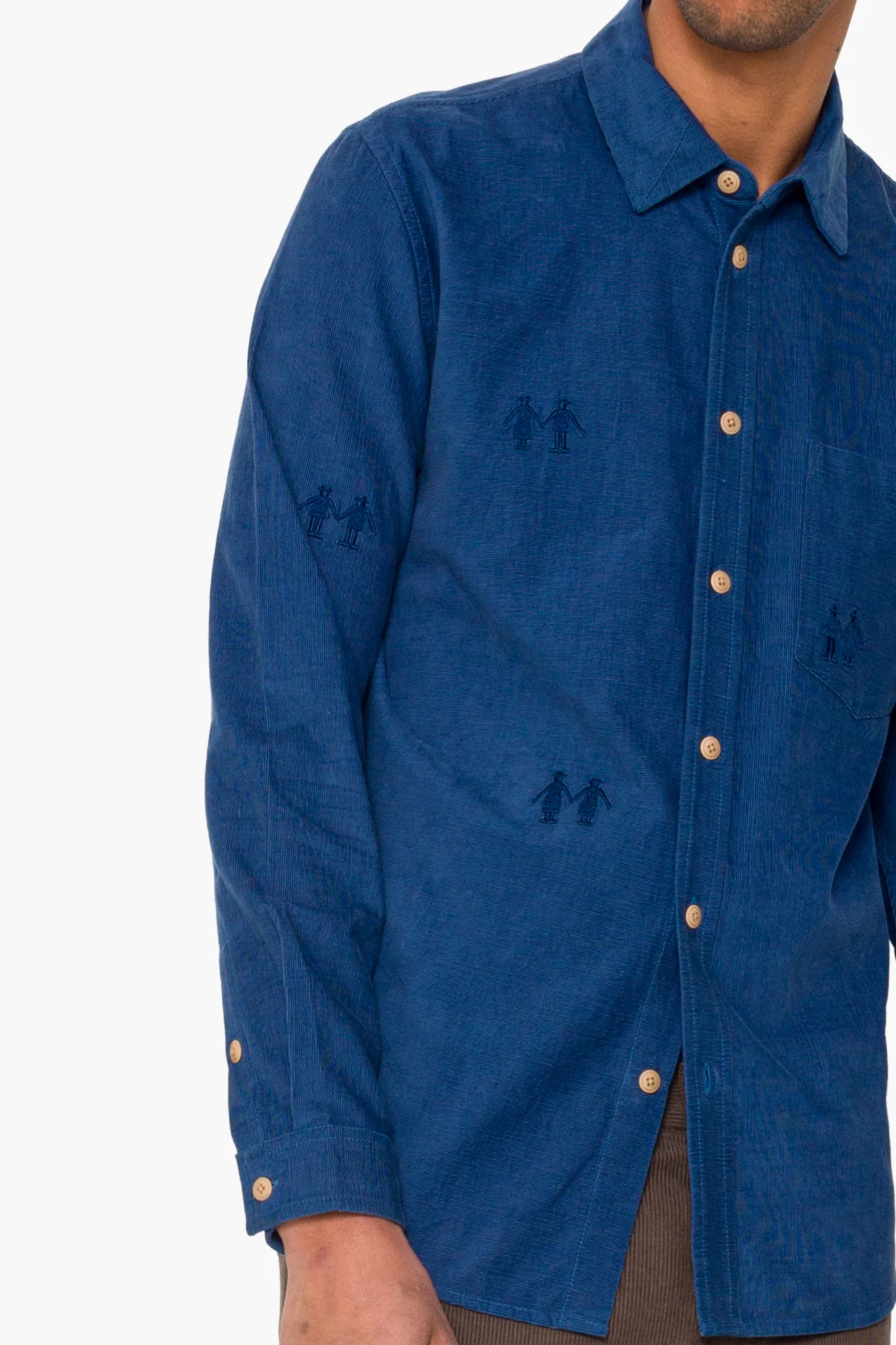 Direction Babycord Shirt - Soft Blue Embroidery - Image 8