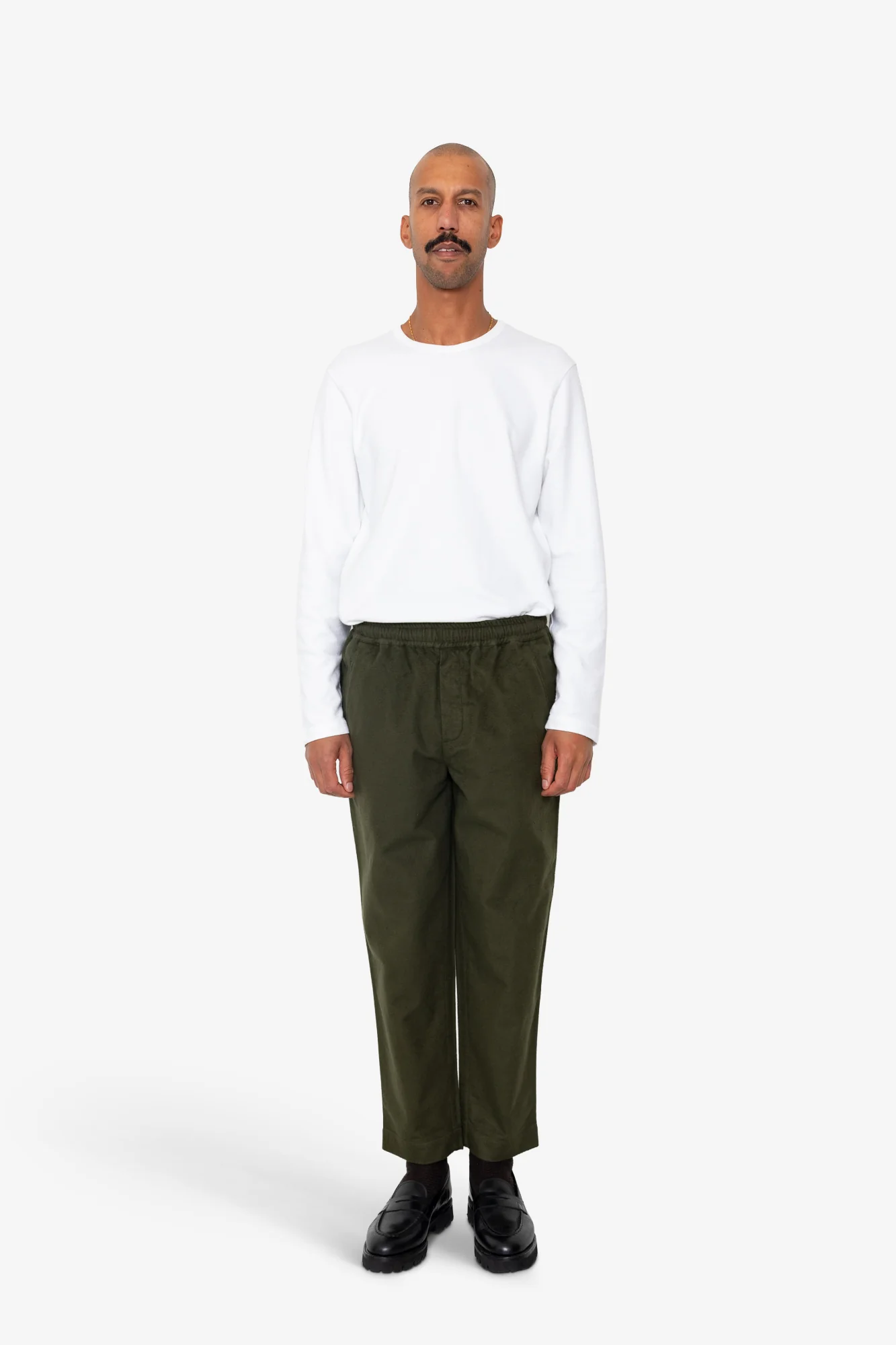 Drawcord Assembly Pant - Dark Olive Moleskin - Image 2
