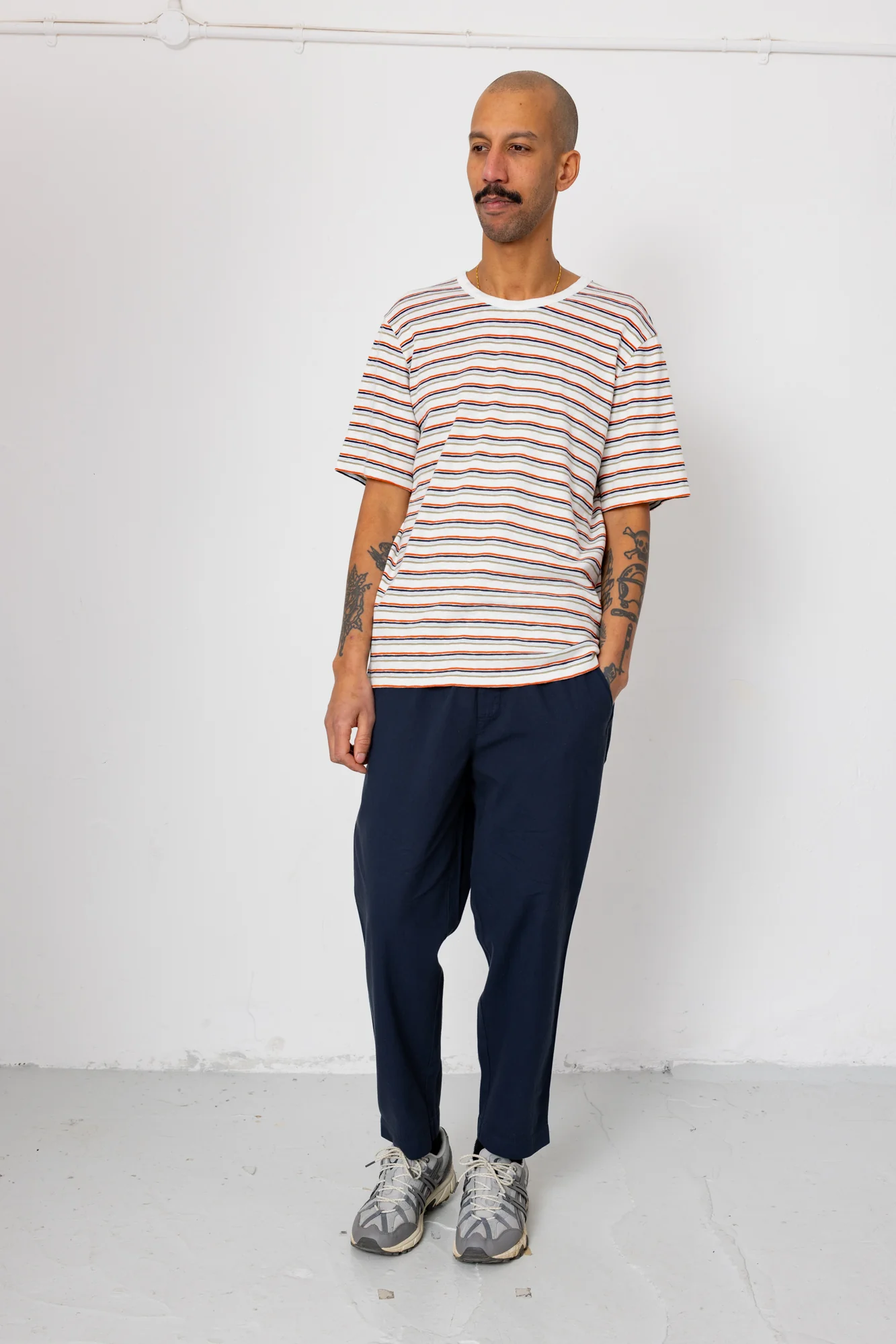 Drawcord Assembly Pant - Navy Herringbone - Image 2