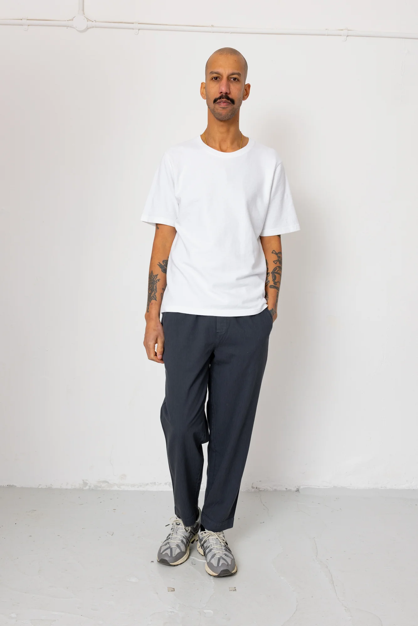 Drawcord Assembly Pant - Slate Blue Herringbone - Image 2