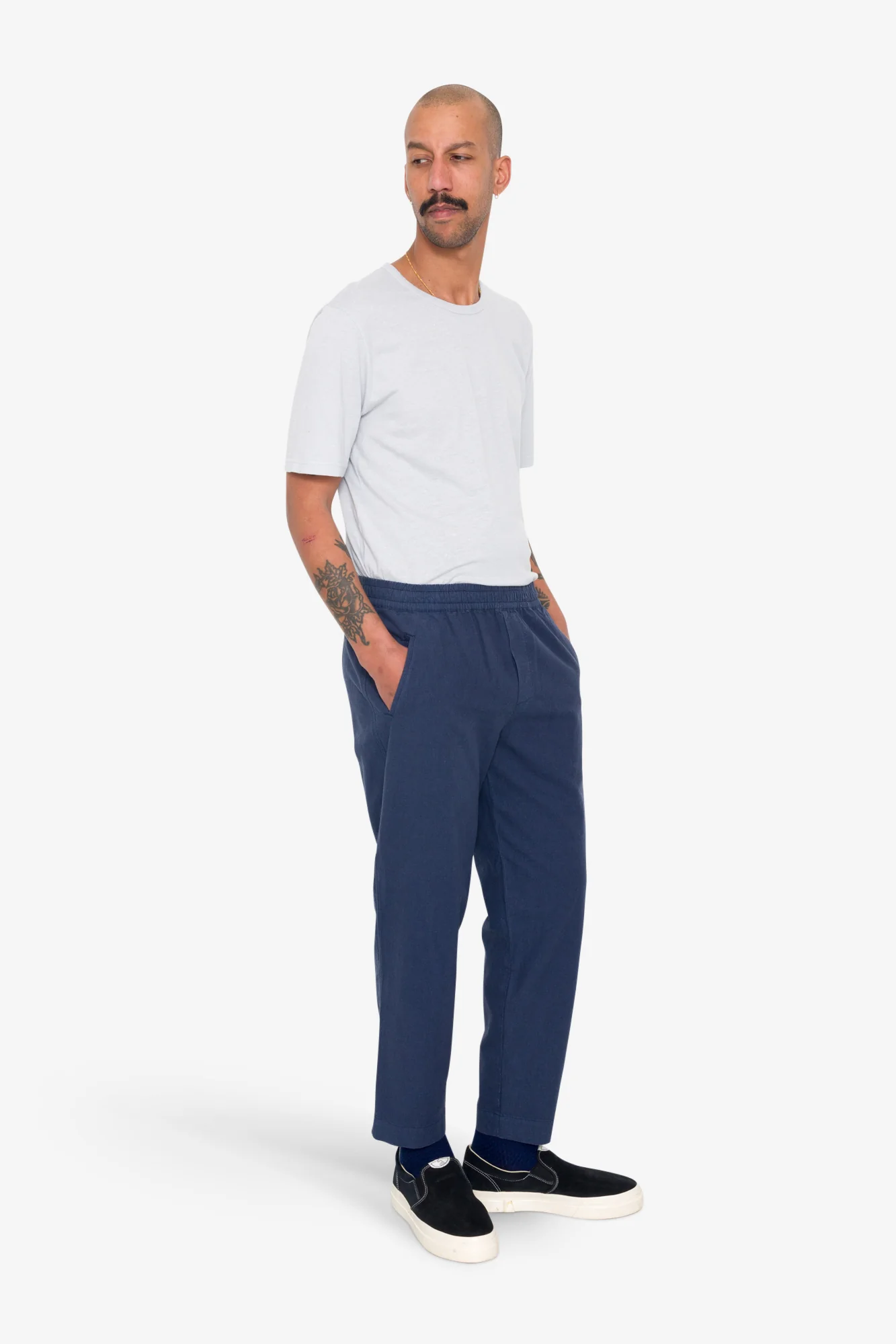 Drawcord Assembly Pant - Soft Navy Cotton Linen - Image 7