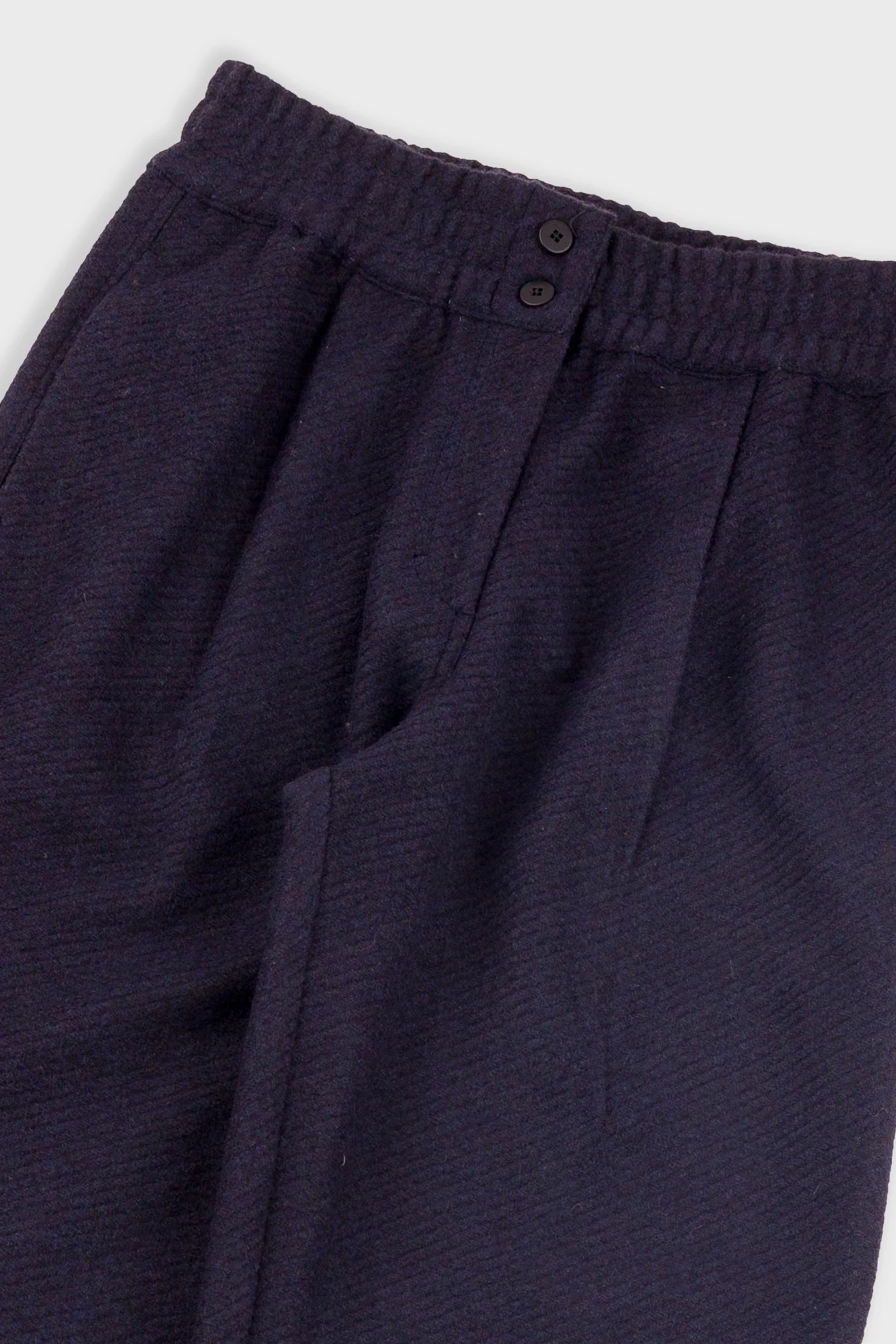 Drawcord Baggy Pants - Navy Wool Twill - Image 5