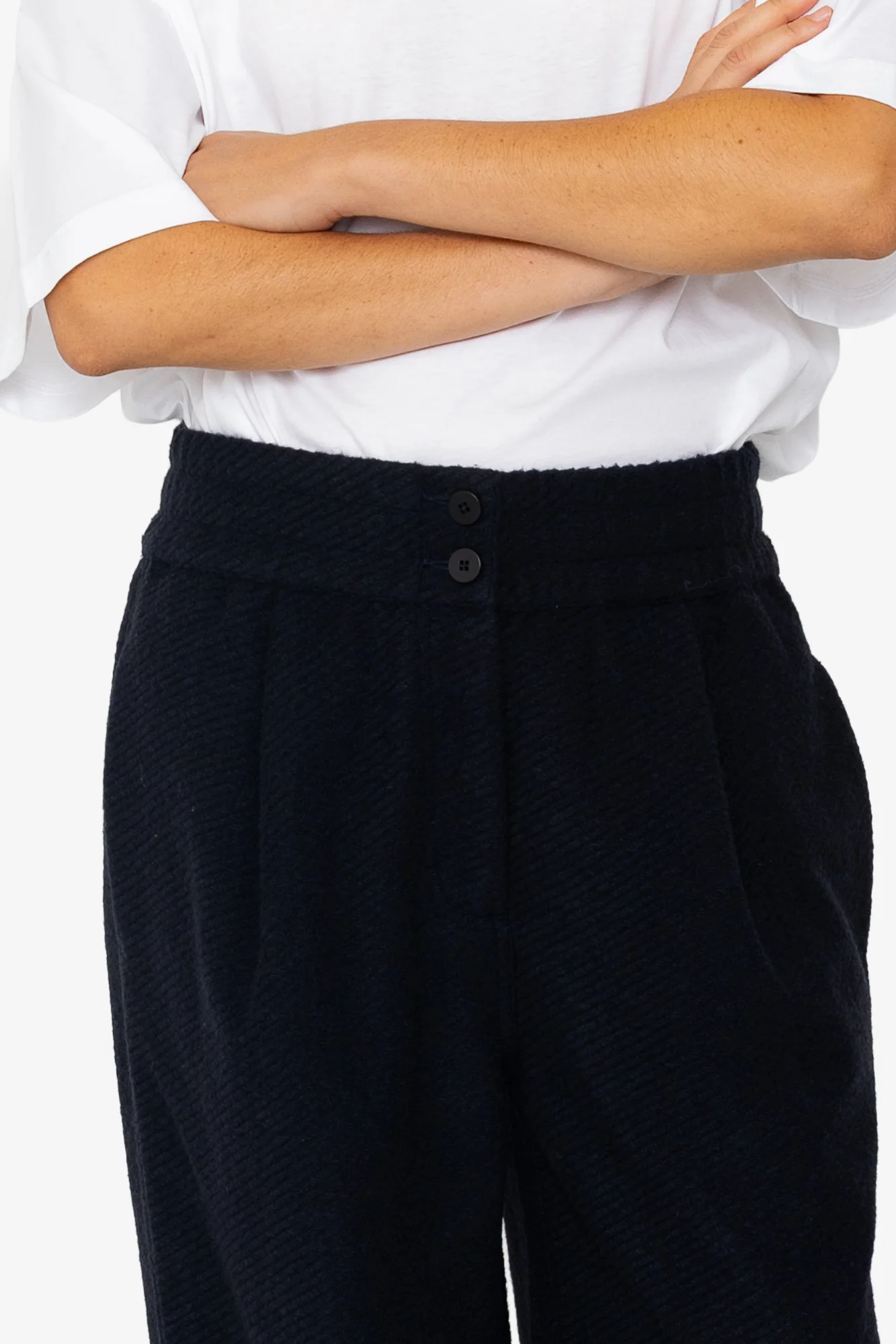 Drawcord Baggy Pants - Navy Wool Twill - Image 8