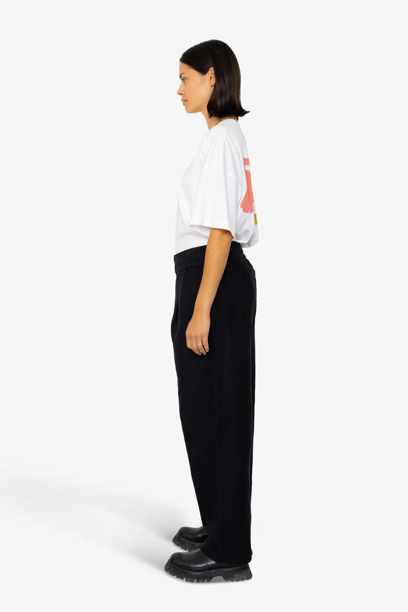 Drawcord Baggy Pants - Soft Black Brushed Stripe - Image 4