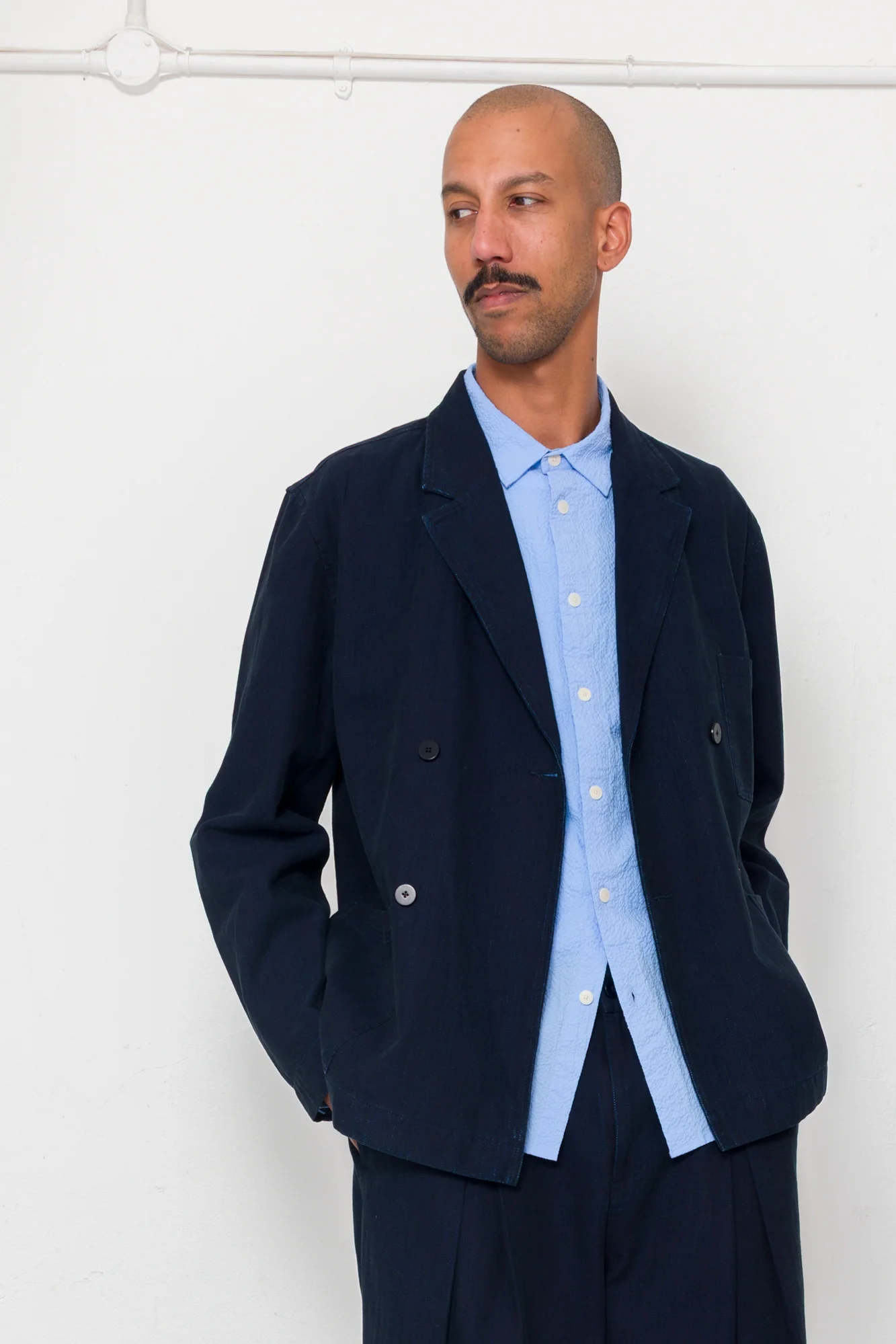 Easy Fit Blazer - Deep Indigo Herringbone - Image 5