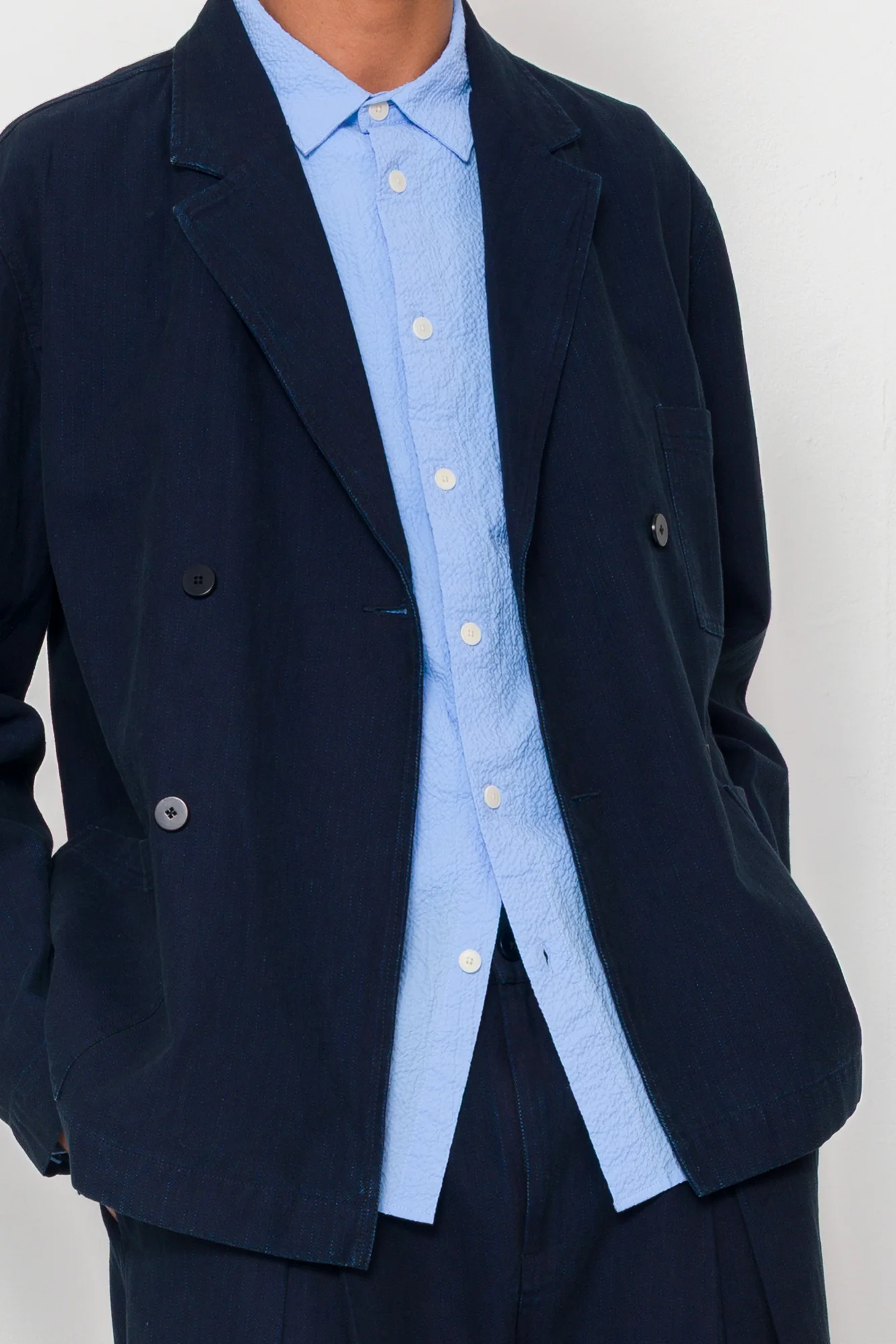 Easy Fit Blazer - Deep Indigo Herringbone - Image 8