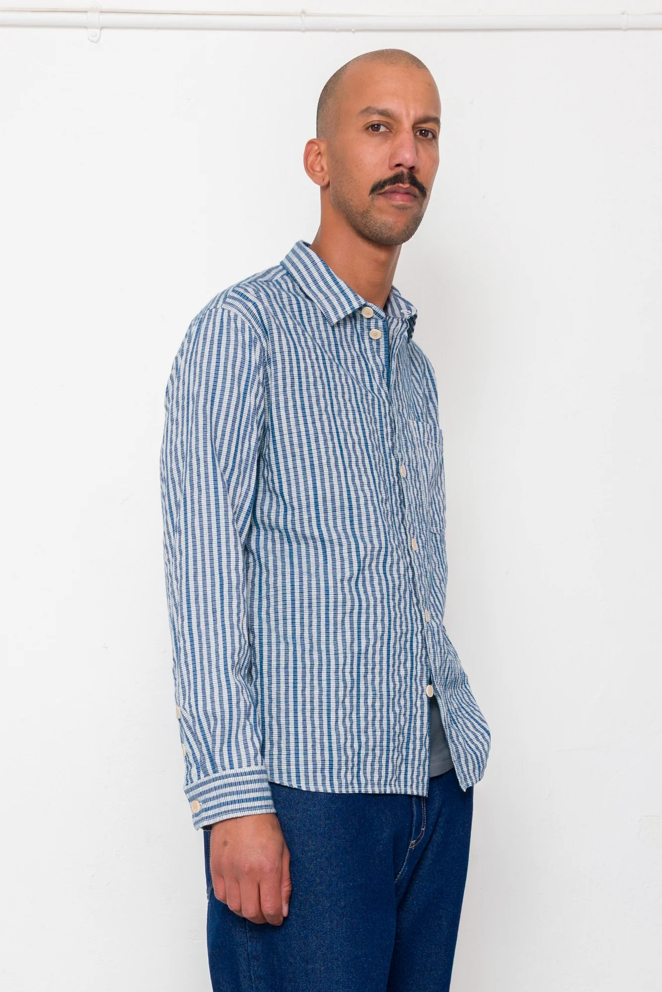 Easy Fit Shirt - Indigo Crinkle Mini Check - Image 10
