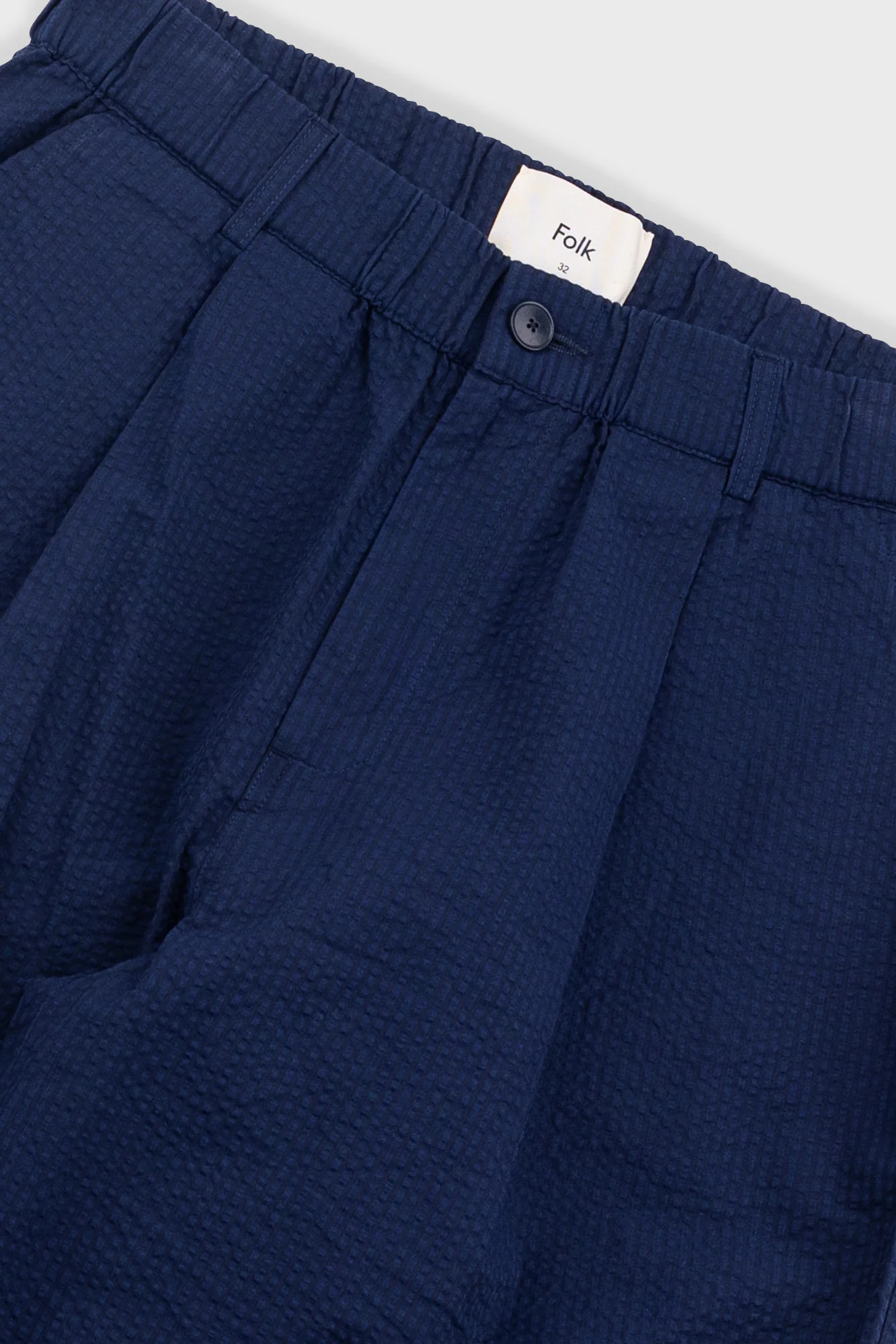 Elasticated Wide Fit Short - Navy Crinkle Stripe - Image 5