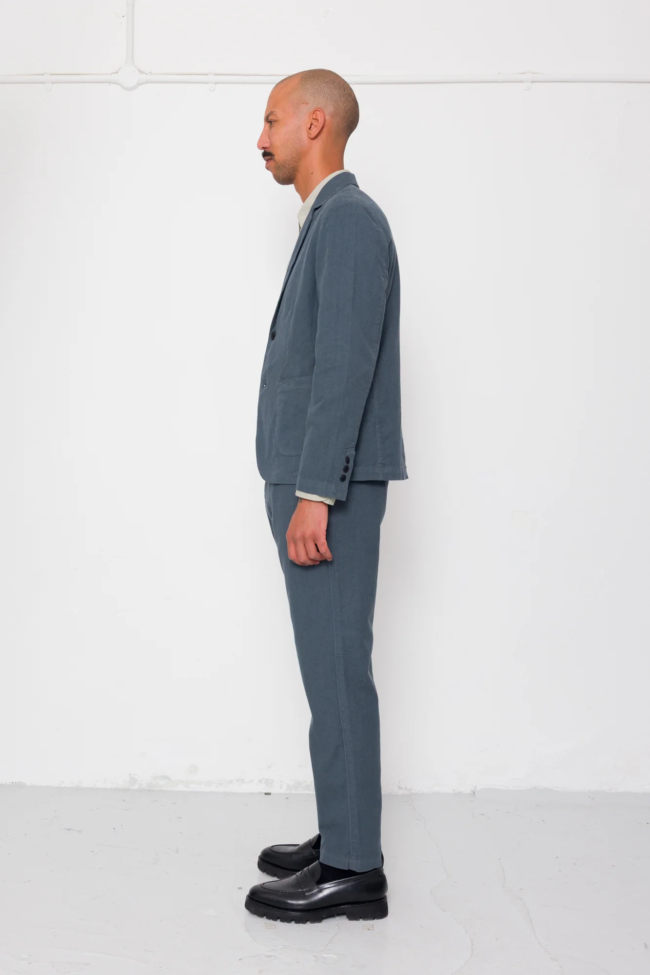 Fixed Waistband Cotton Linen Trouser - Charcoal - Image 5