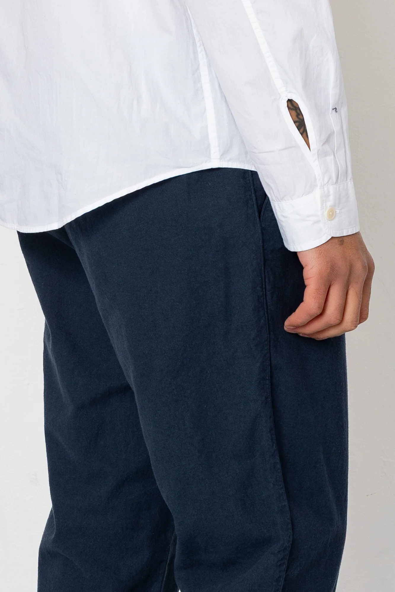 Fixed Waistband Cotton Linen Trouser - Dark Navy - Image 5