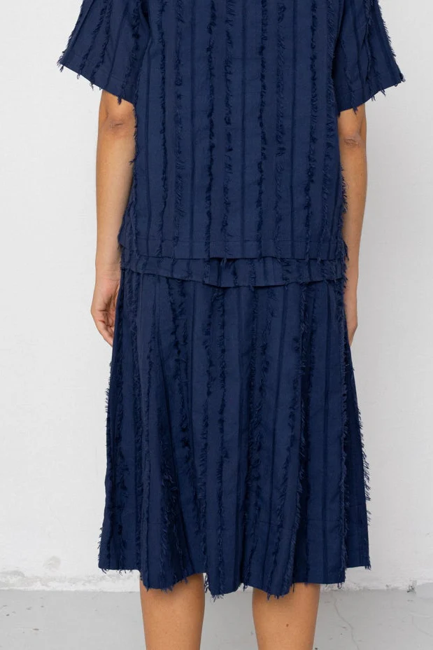 Full Seam Skirt - Dark Navy Cutwork Stripe - Image 8