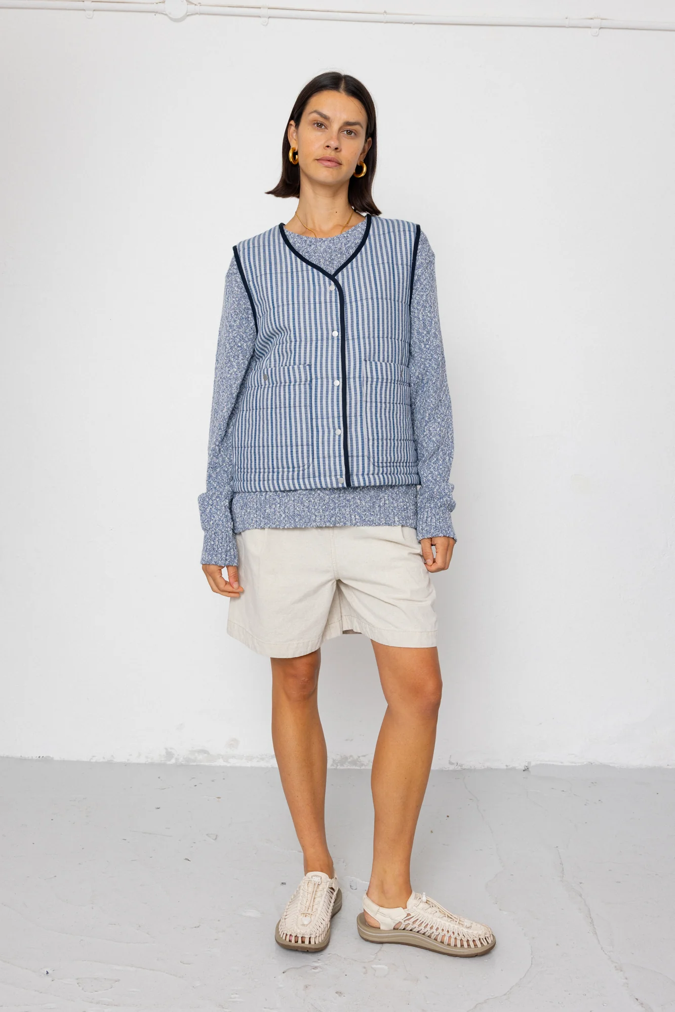 Gilet - Indigo Crinkle Mini Check - Image 6