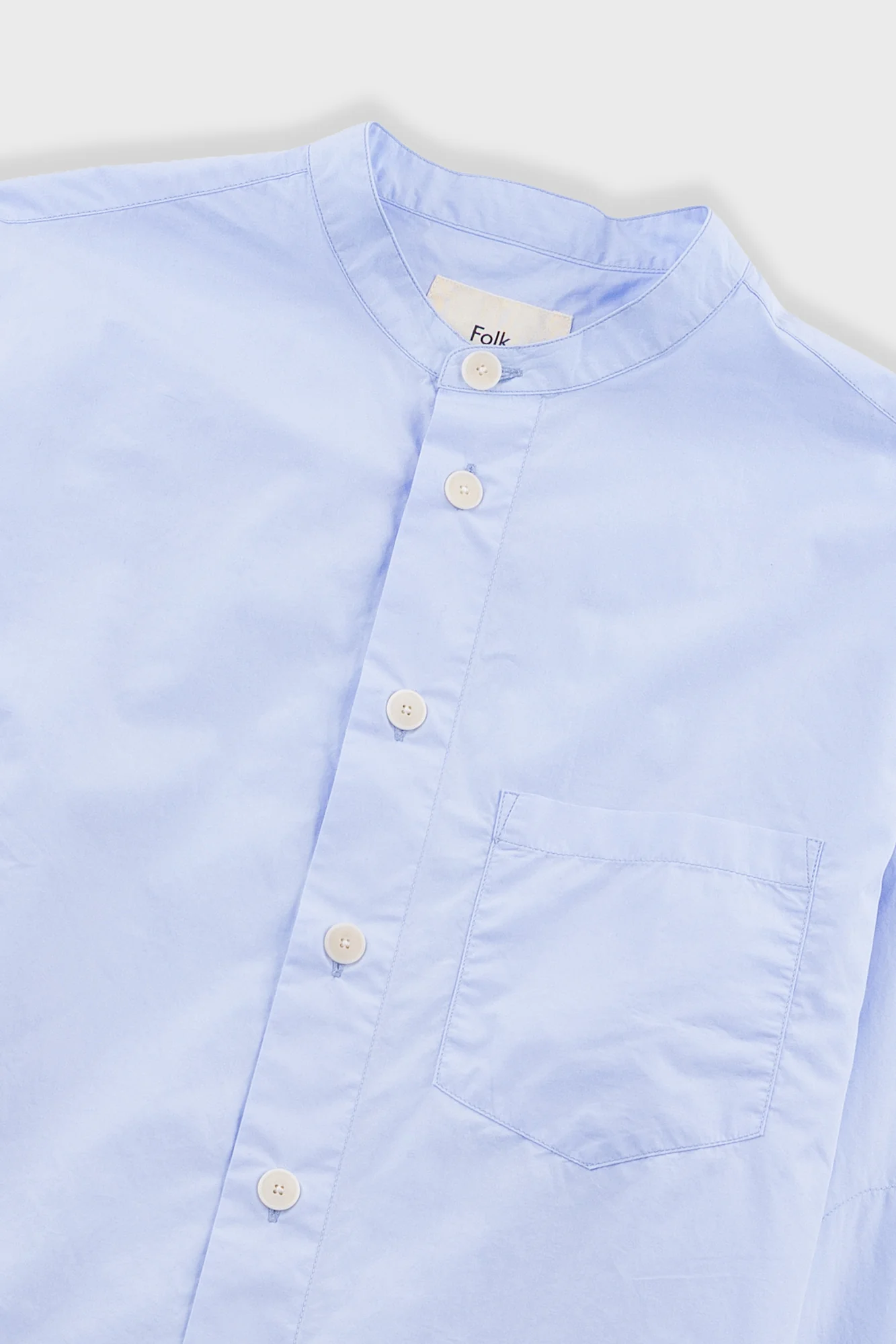 Grandad Collar Shirt - Light Blue - Image 5