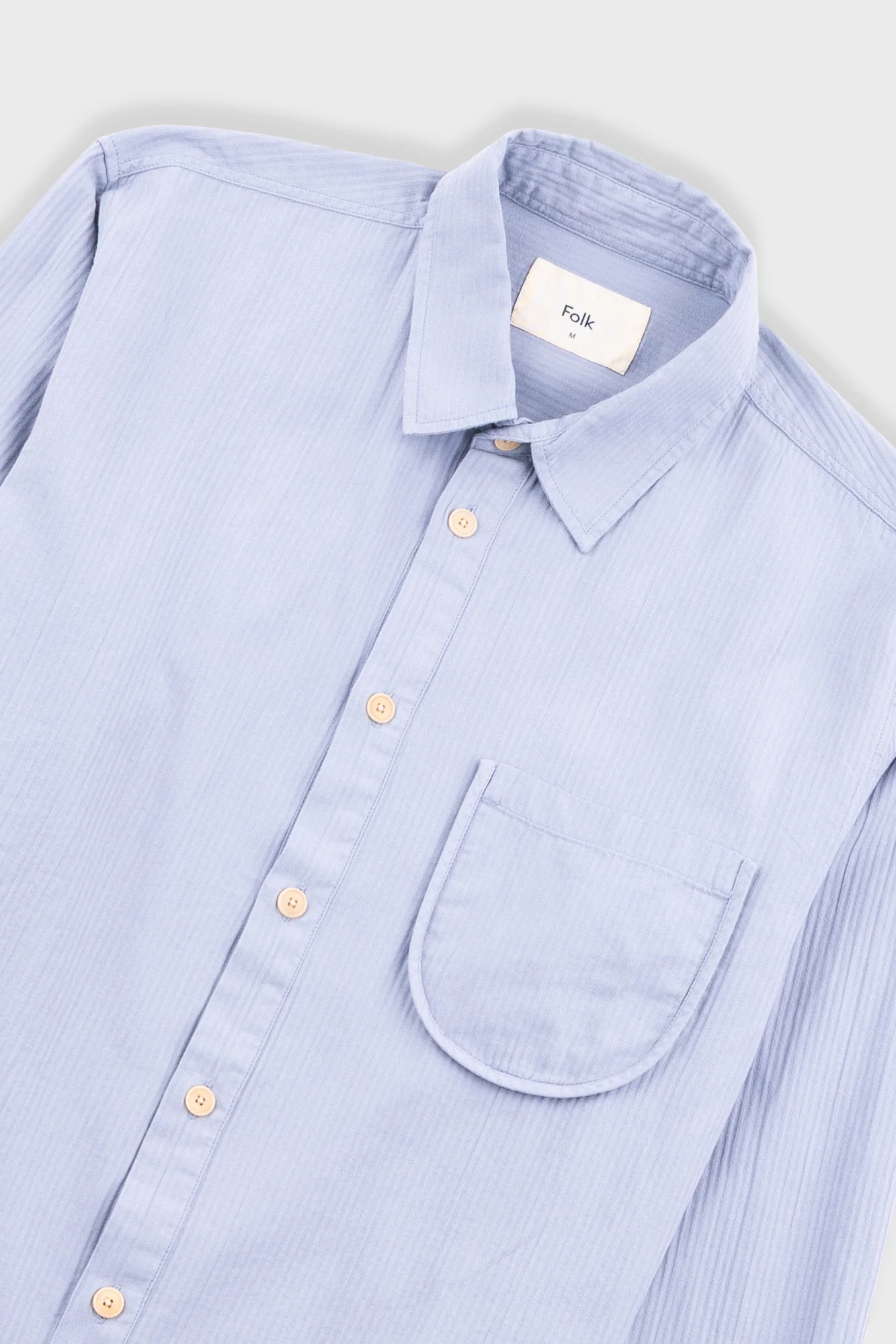 Herringbone Curve Shirt - Soft Blue - Image 5