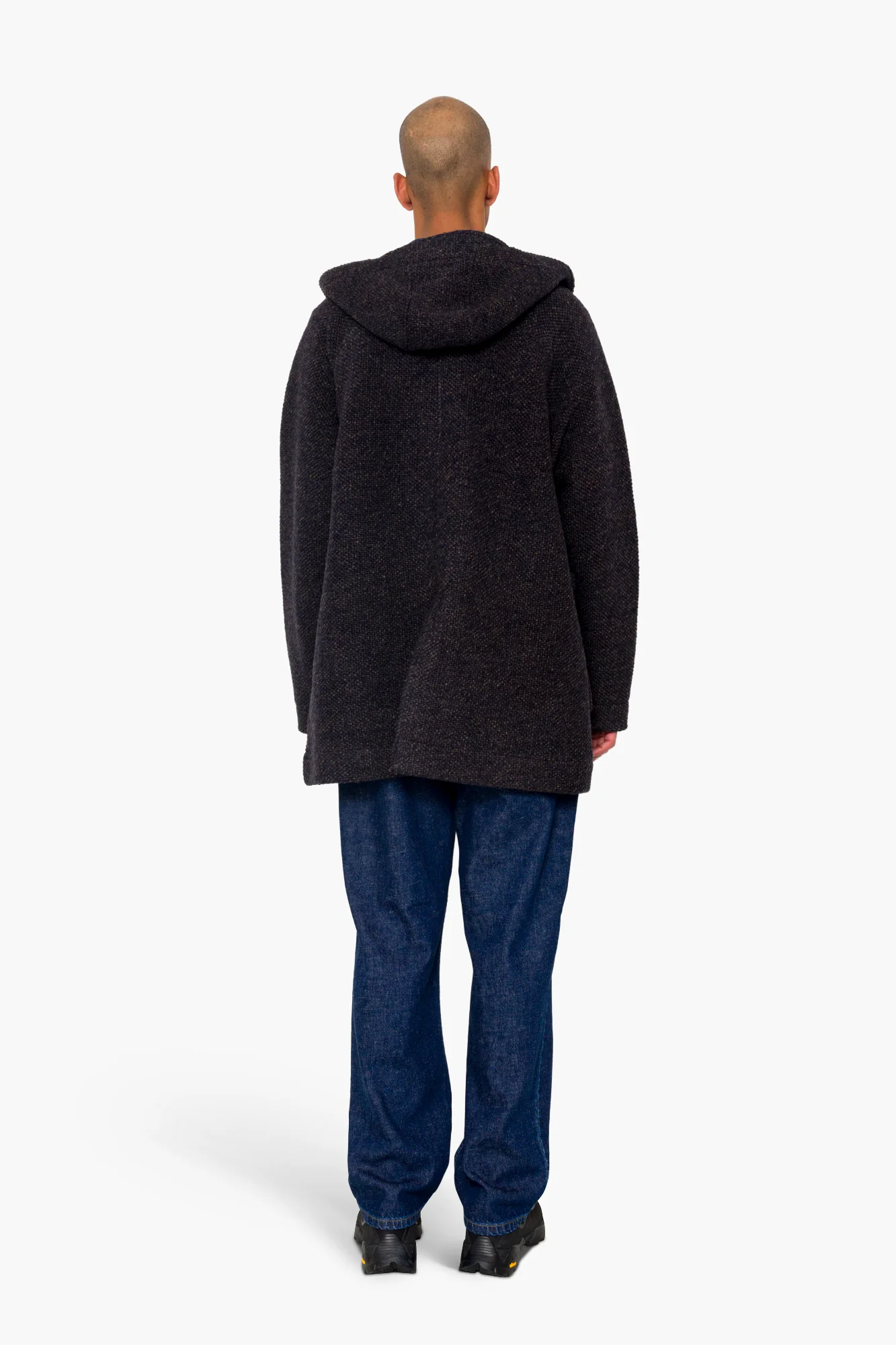 Hooded Car Coat - Navy Brown Texture - Image 7