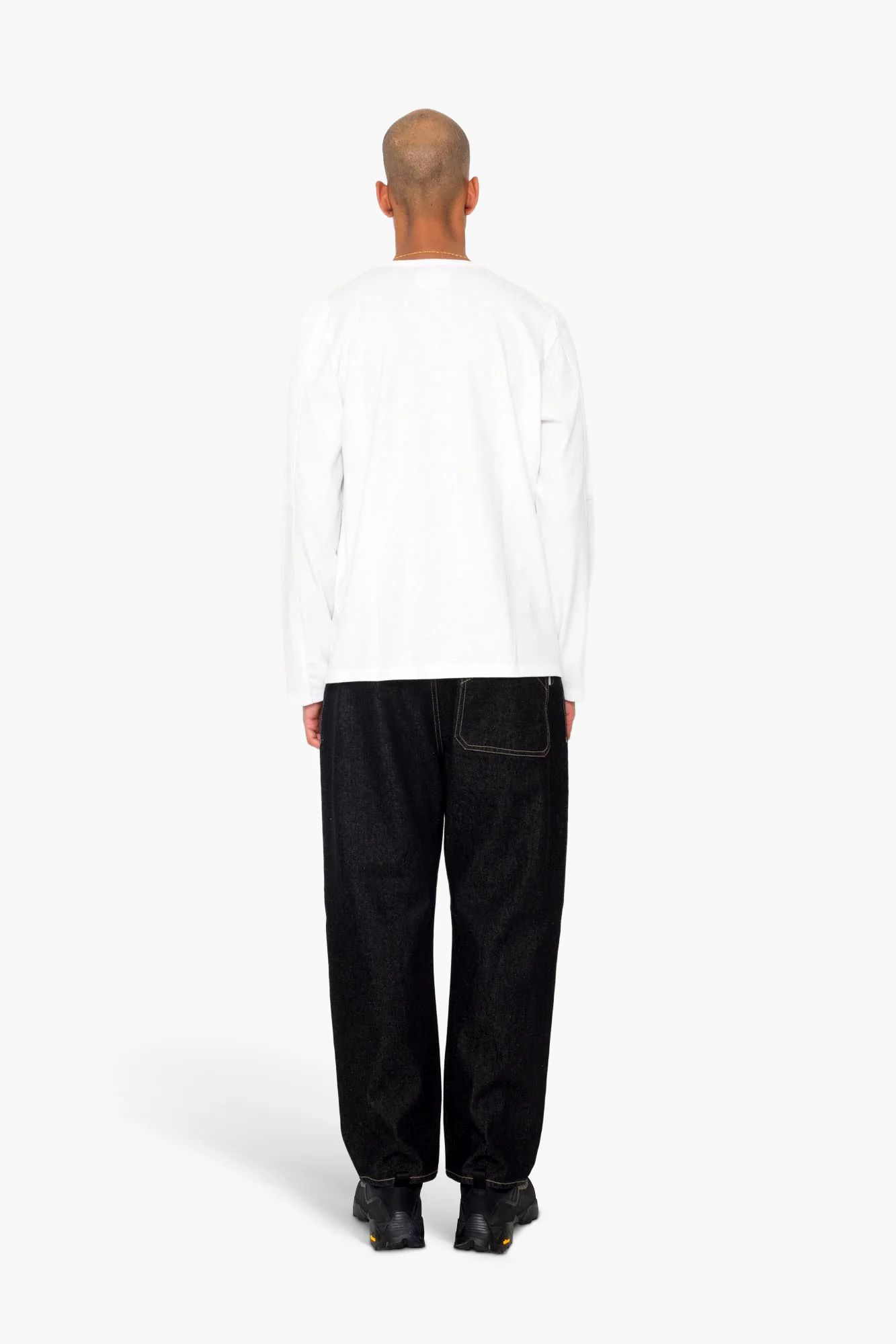 Long Sleeve Curve Panel T-Shirt - White Waffle - Image 8