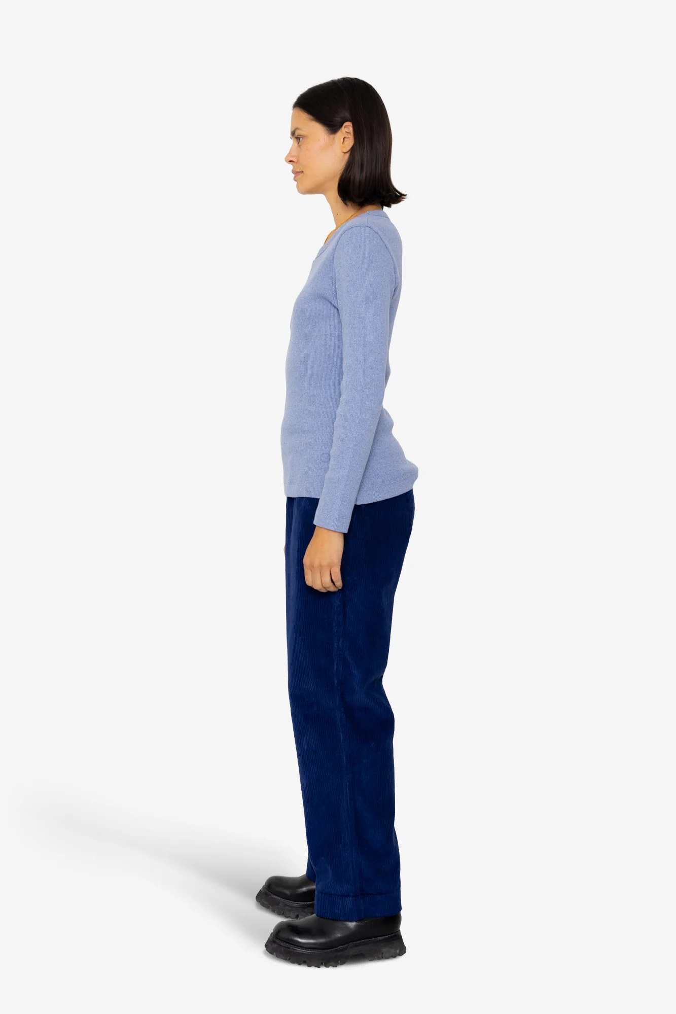 Long Sleeve Fitted T-Shirt - Bleached Denim Melange - Image 4