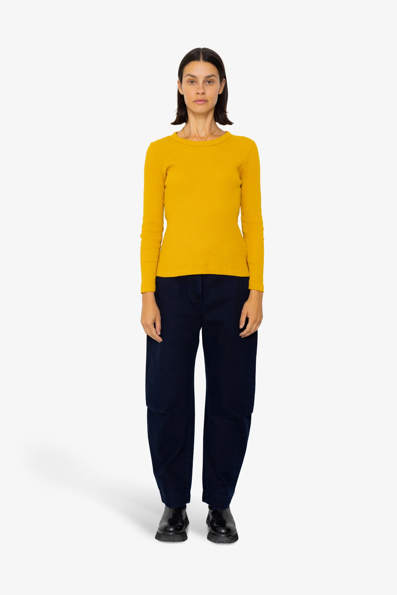 Long Sleeve Fitted T-Shirt - Chrome Yellow - Image 2
