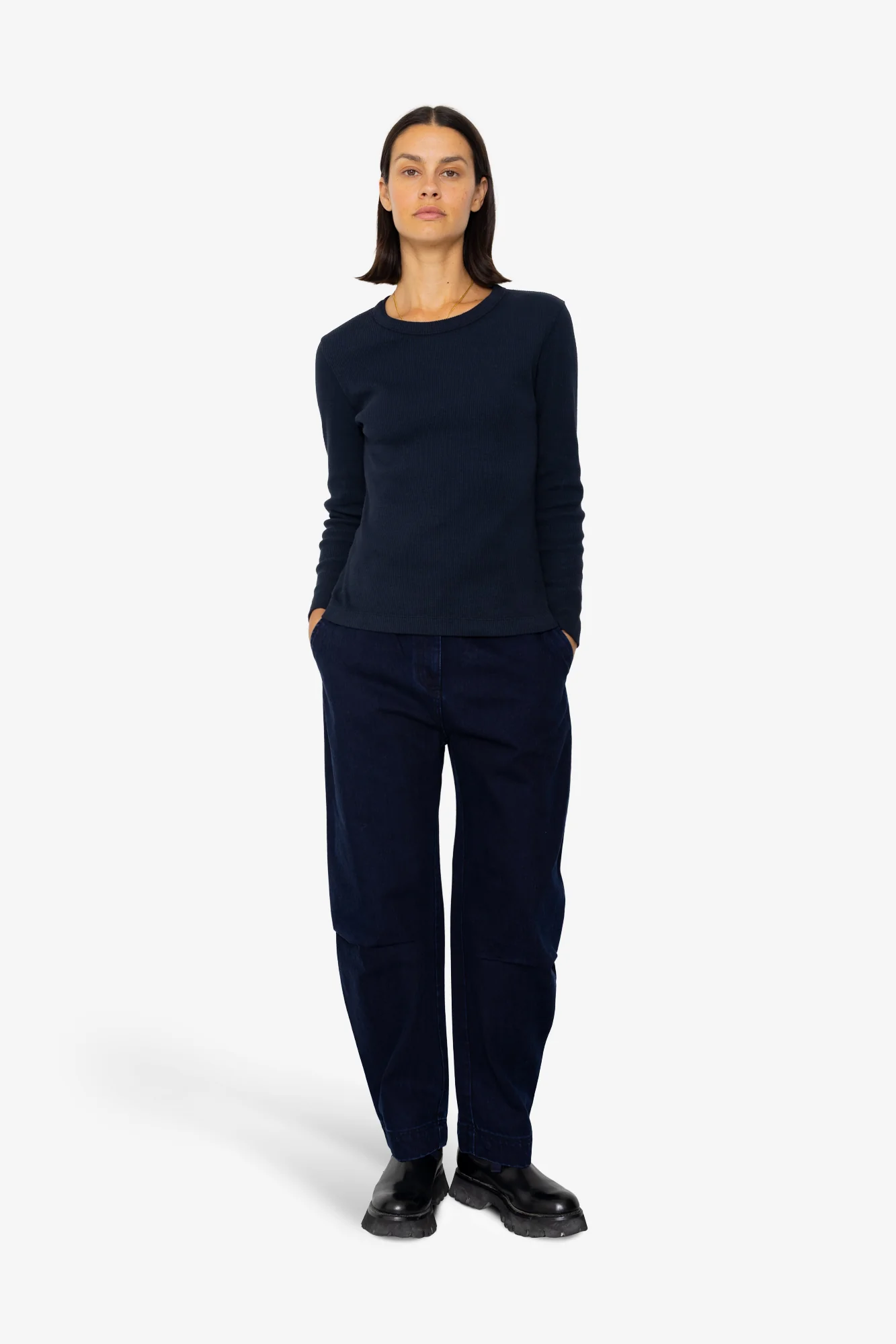 Long Sleeve Fitted T-Shirt - Ink - Image 6